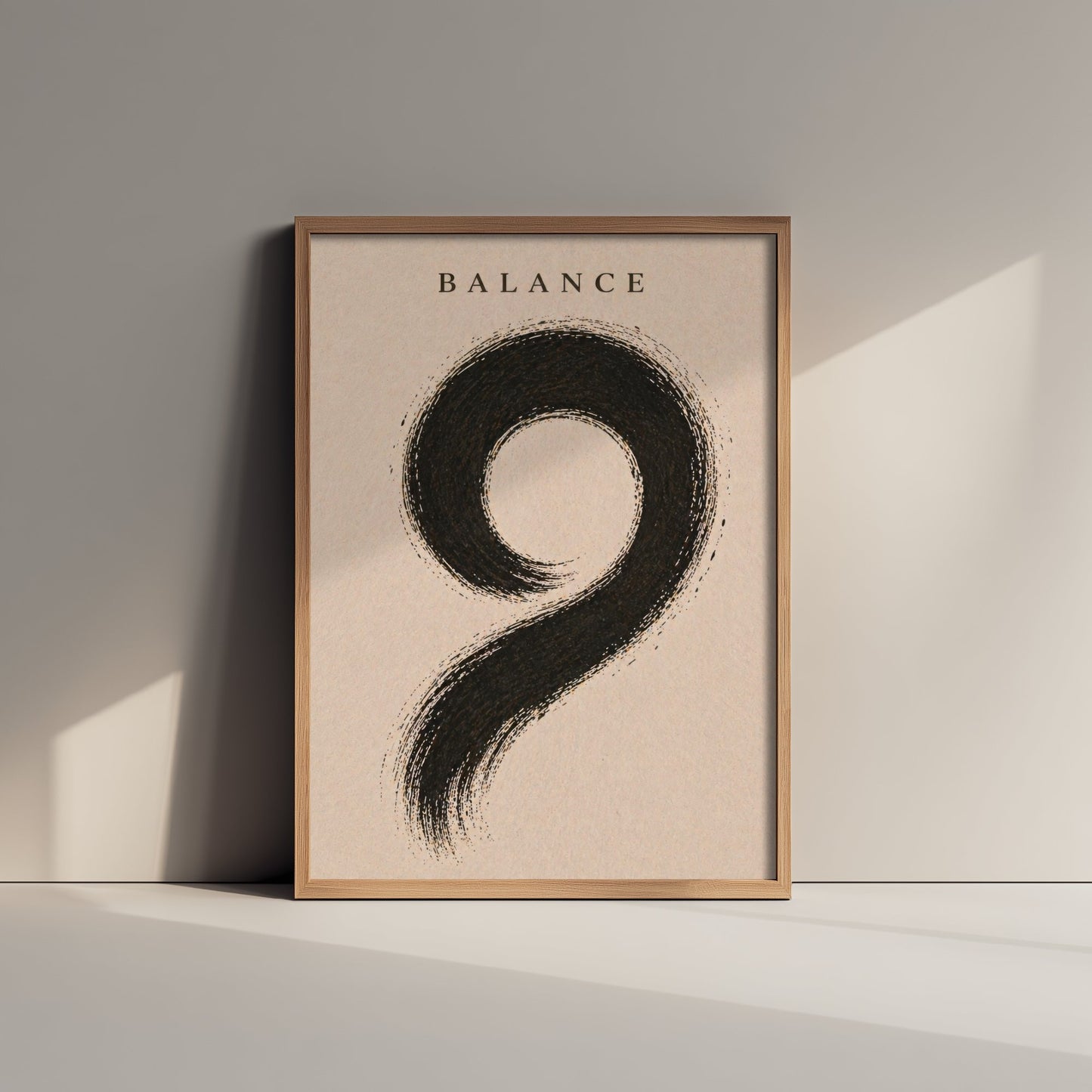 Balance Zen Art Print - Minimalist Ink Brush Stroke Poster - Black Calligraphy Painting - Mindful Wall Art 1/3