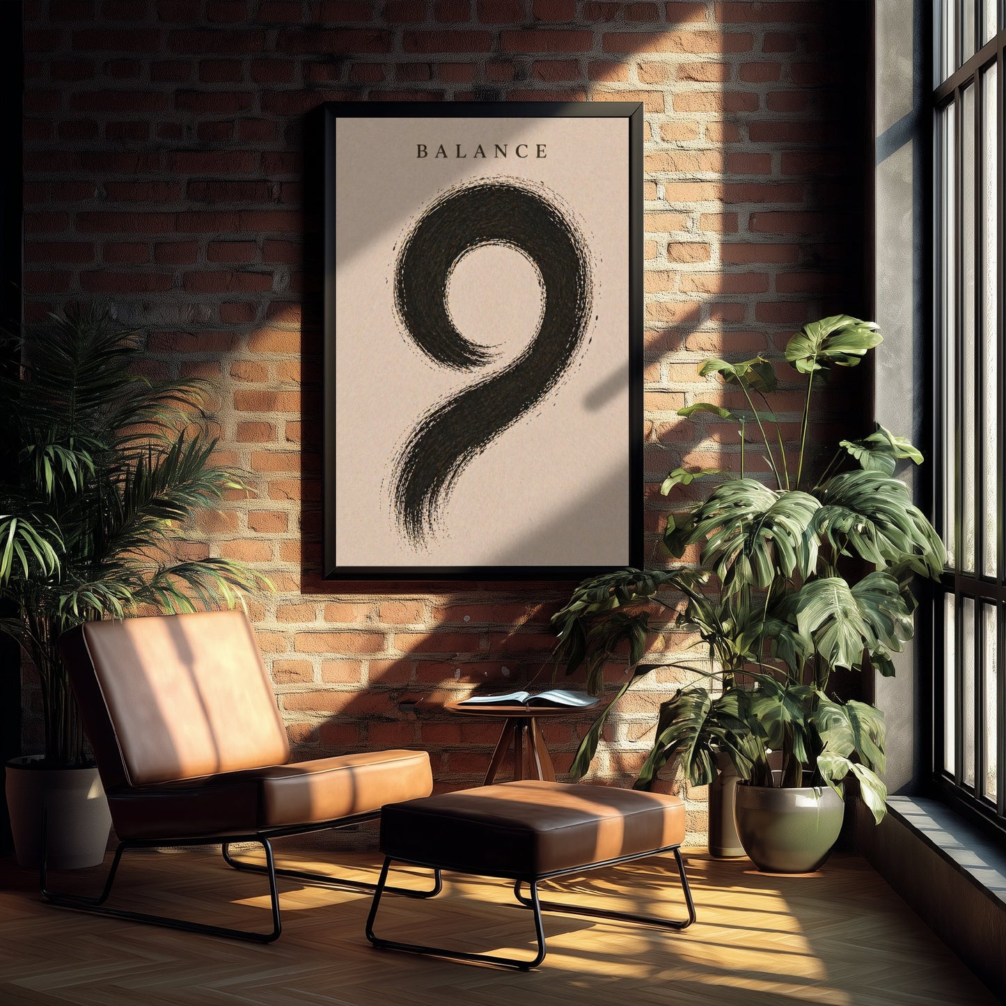 Balance Zen Art Print - Minimalist Ink Brush Stroke Poster - Black Calligraphy Painting - Mindful Wall Art 1/3
