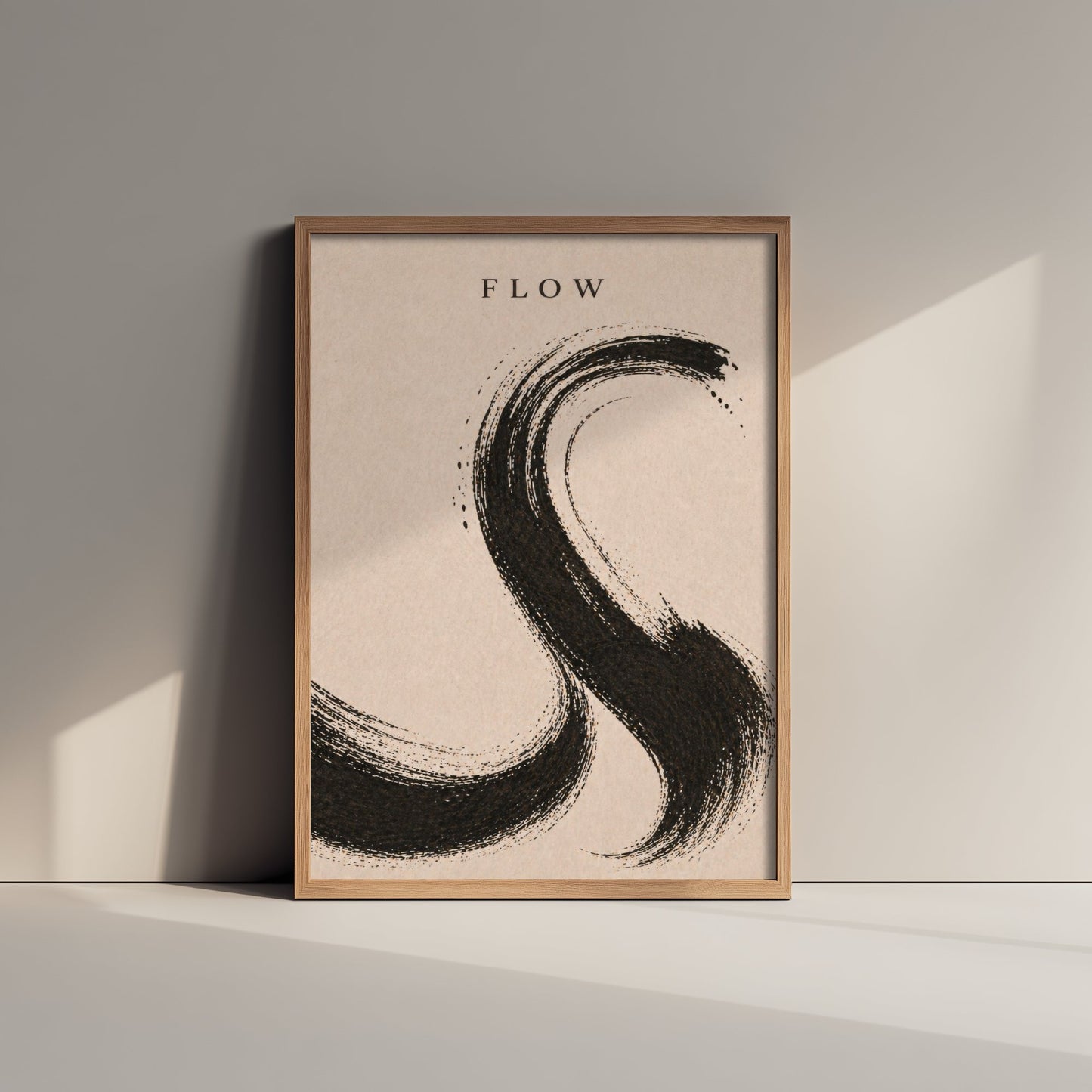 Flow Zen Art Print - Minimalist Ink Brush Stroke Poster - Black Calligraphy Painting - Mindful Wall Art 2/3