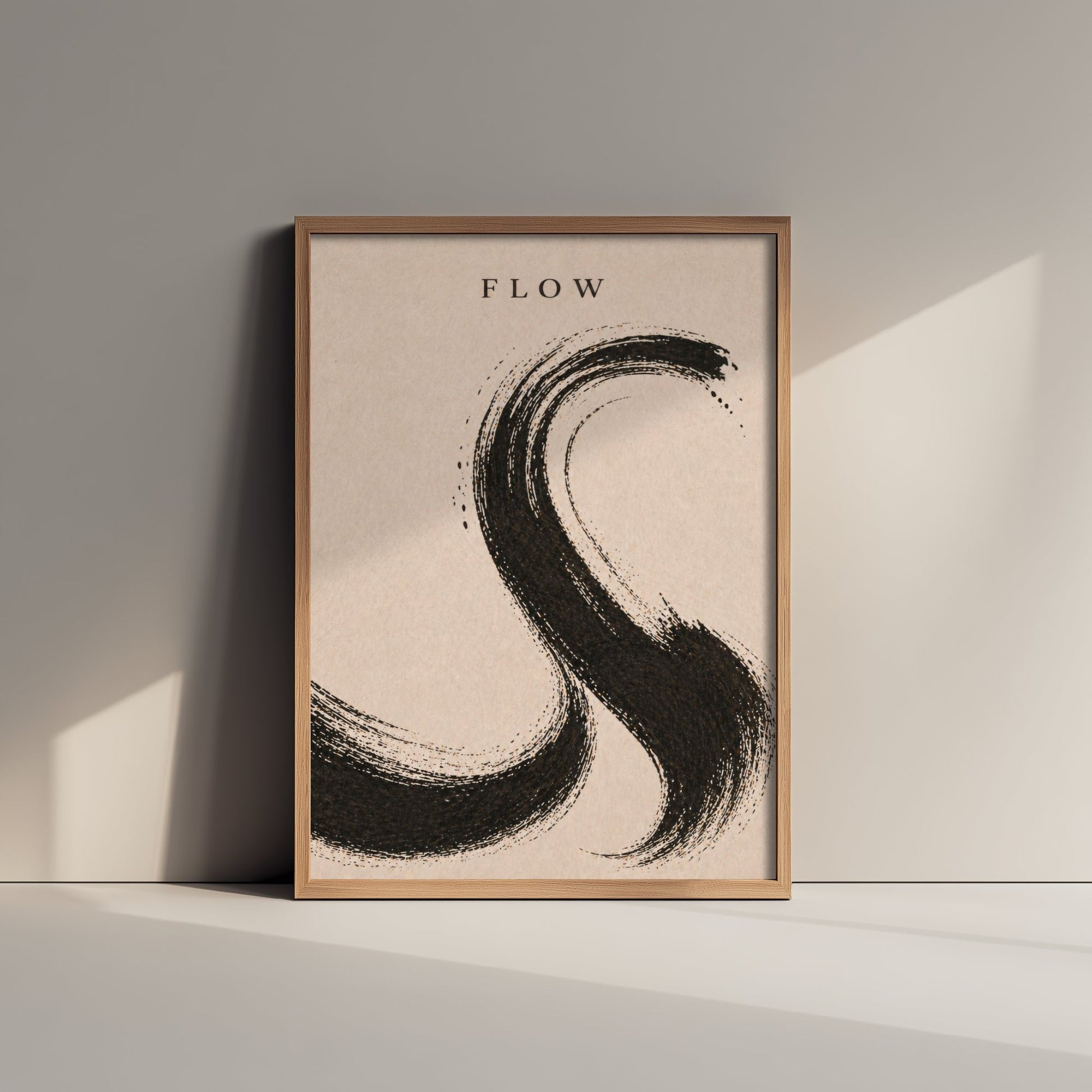 Flow Zen Art Print - Minimalist Ink Brush Stroke Poster - Black Calligraphy Painting - Mindful Wall Art 2/3
