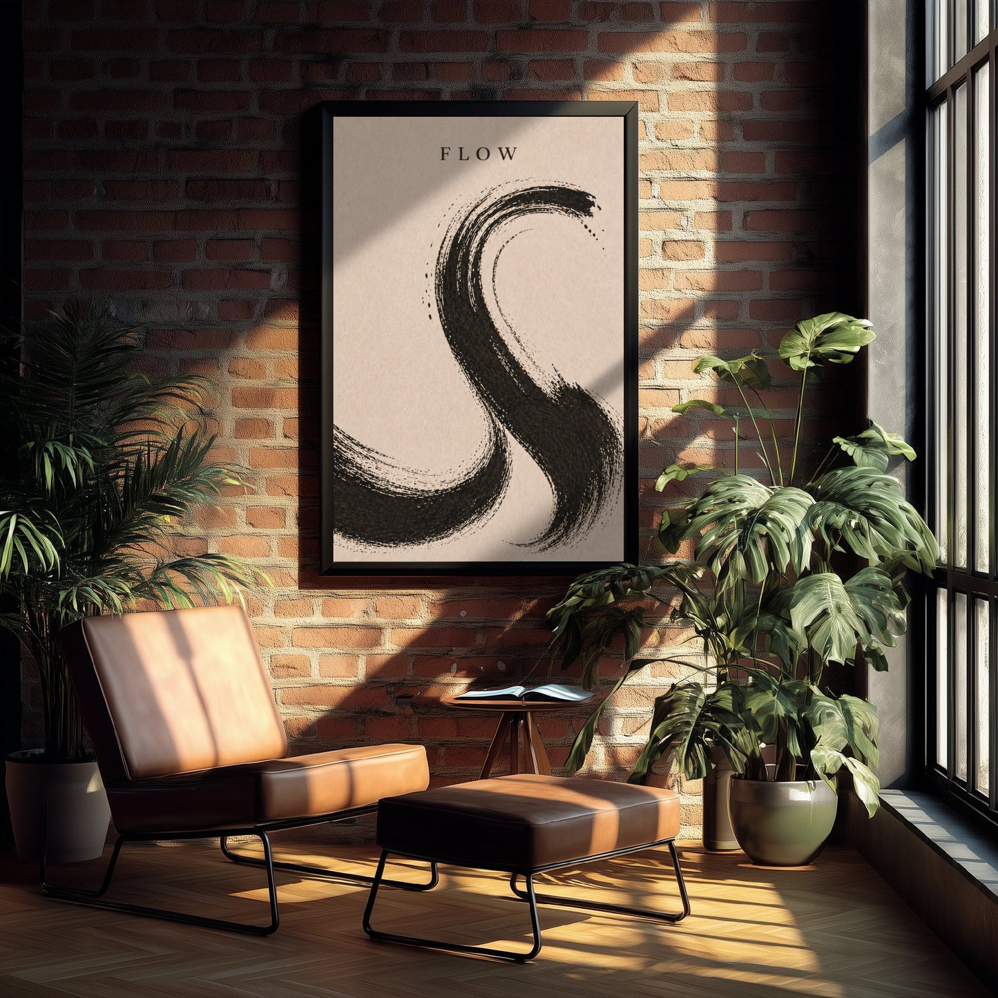 Flow Zen Art Print - Minimalist Ink Brush Stroke Poster - Black Calligraphy Painting - Mindful Wall Art 2/3