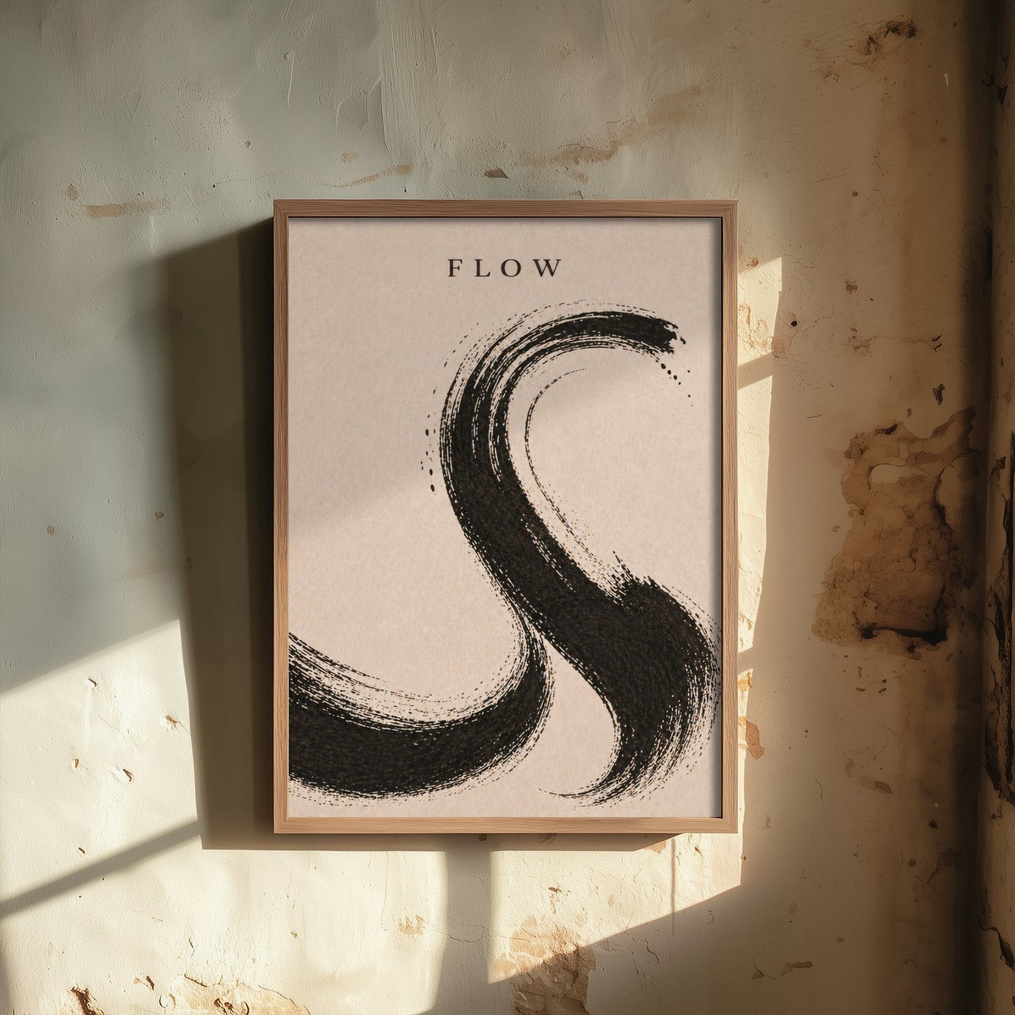 Flow Zen Art Print - Minimalist Ink Brush Stroke Poster - Black Calligraphy Painting - Mindful Wall Art 2/3