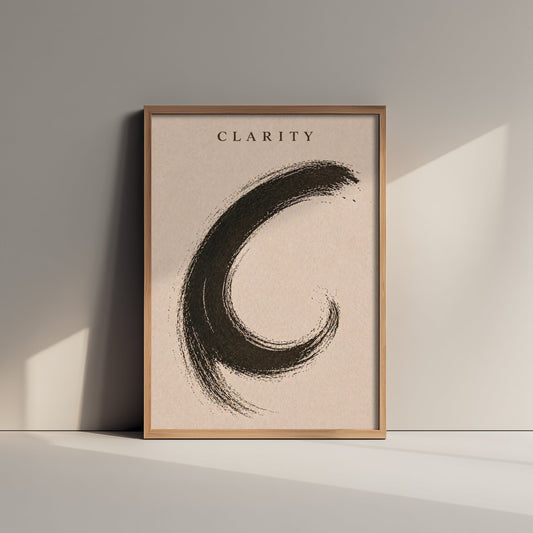 Clarity Zen Art Print - Minimalist Ink Brush Stroke Poster - Black Calligraphy Painting - Mindful Wall Art 3/3