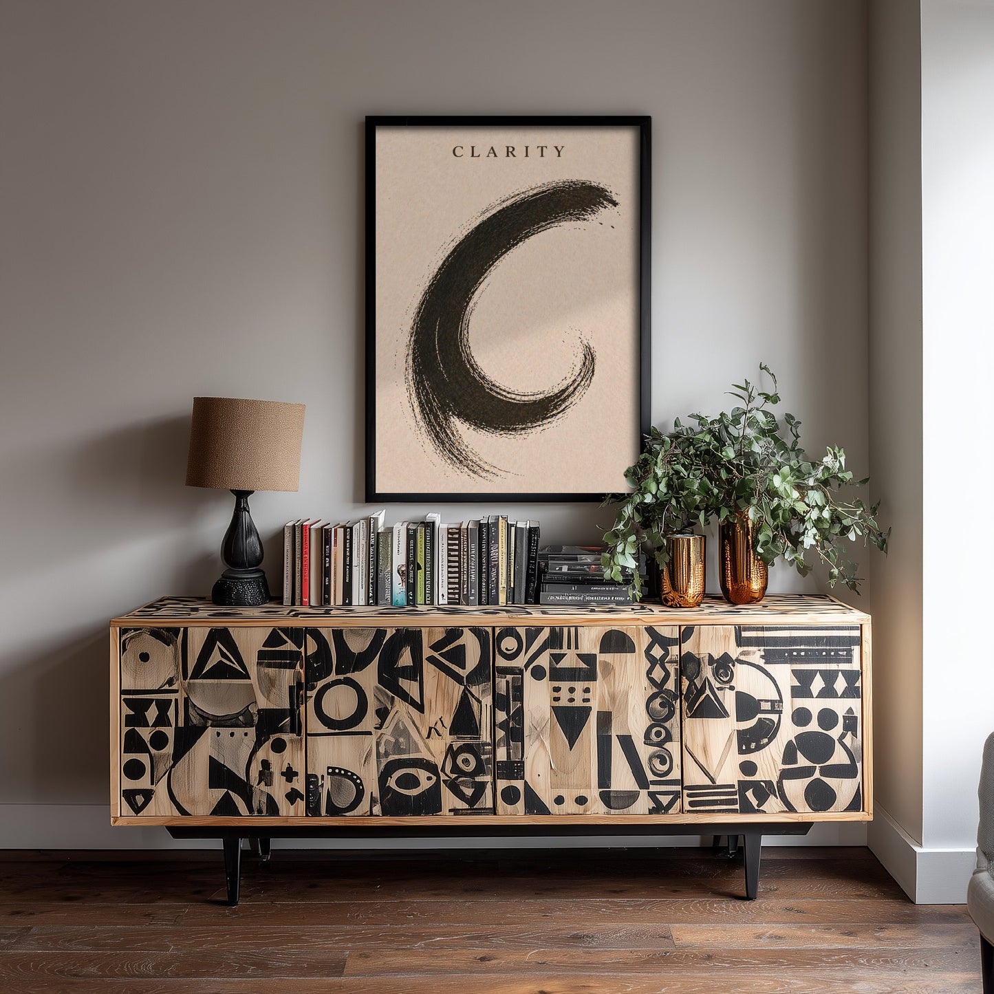 Clarity Zen Art Print - Minimalist Ink Brush Stroke Poster - Black Calligraphy Painting - Mindful Wall Art 3/3