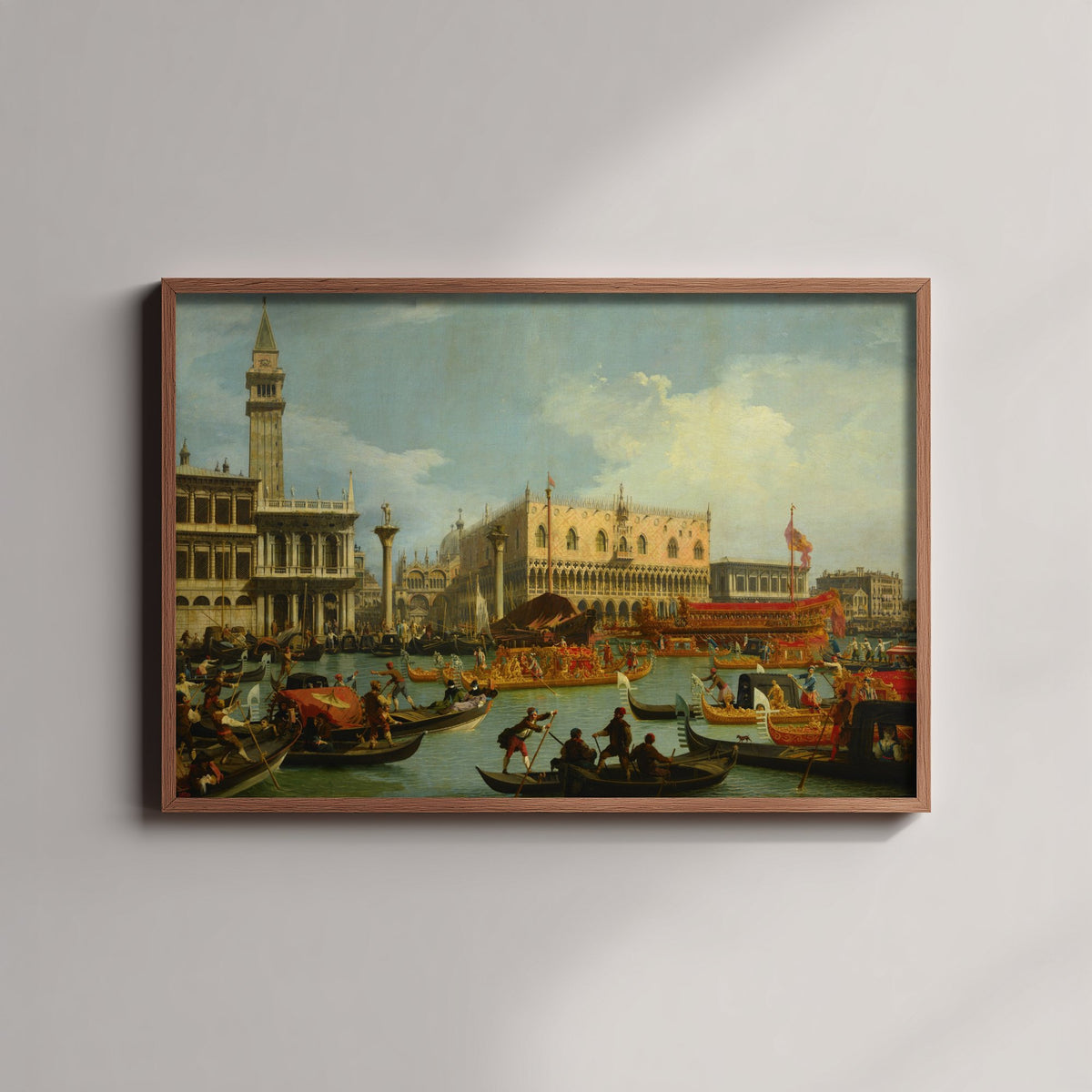 Canaletto - The Bucentaur's Return to the Pier by the Palazzo Ducale (c. 1730) - Classic Painting Art Print - Venice Gondolas Poster
