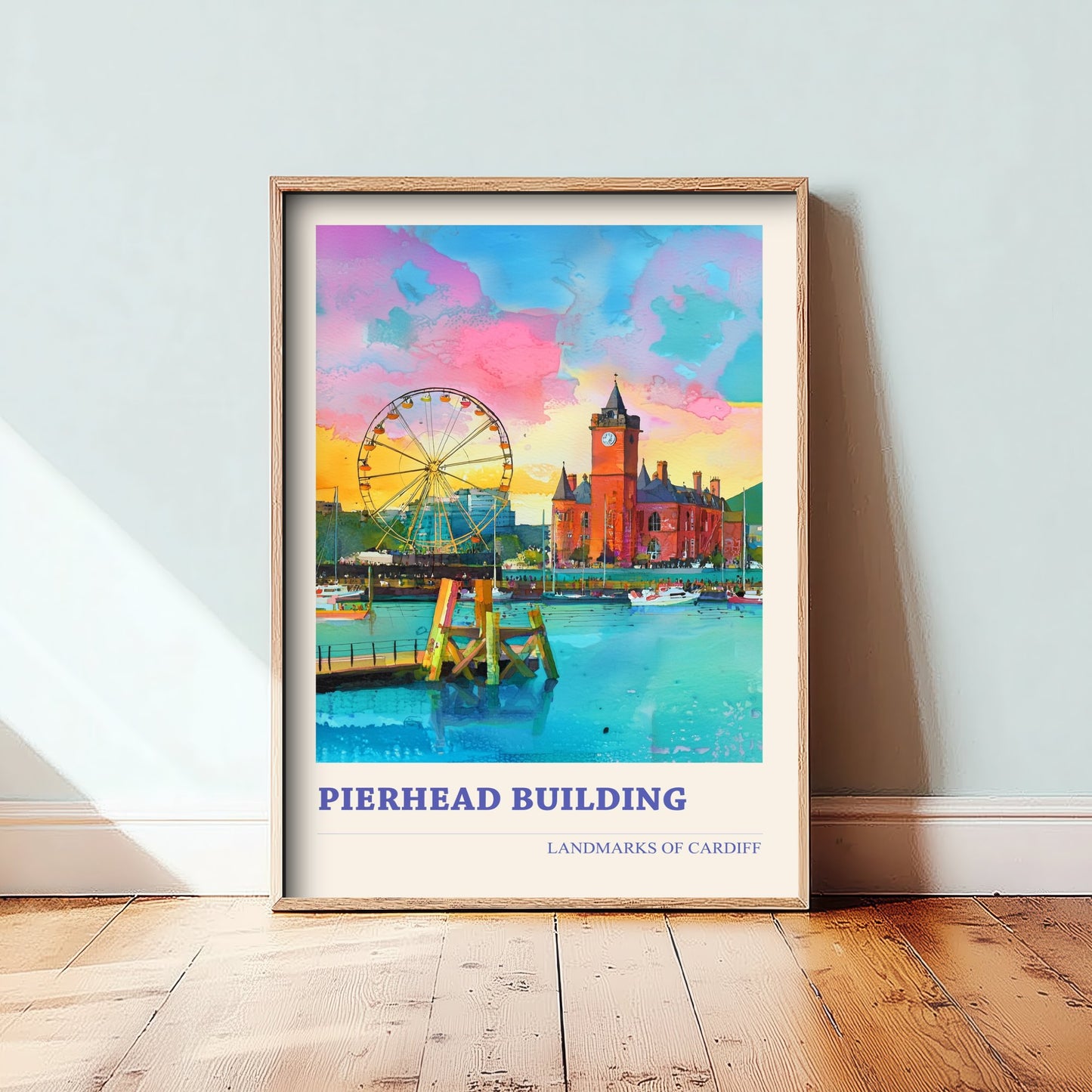 Cardiff Pierhead Building Travel Poster - Welsh Landmark Art Print - Vibrant Watercolour - Cardiff Bay 1/3
