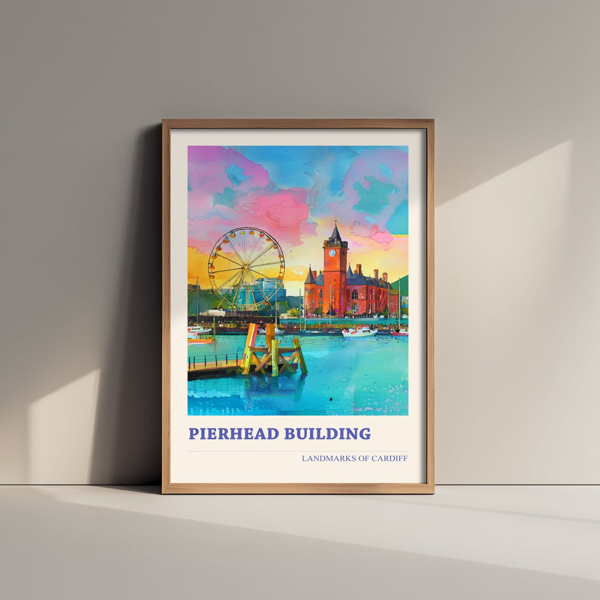 Cardiff Pierhead Building Travel Poster - Welsh Landmark Art Print - Vibrant Watercolour - Cardiff Bay 1/3