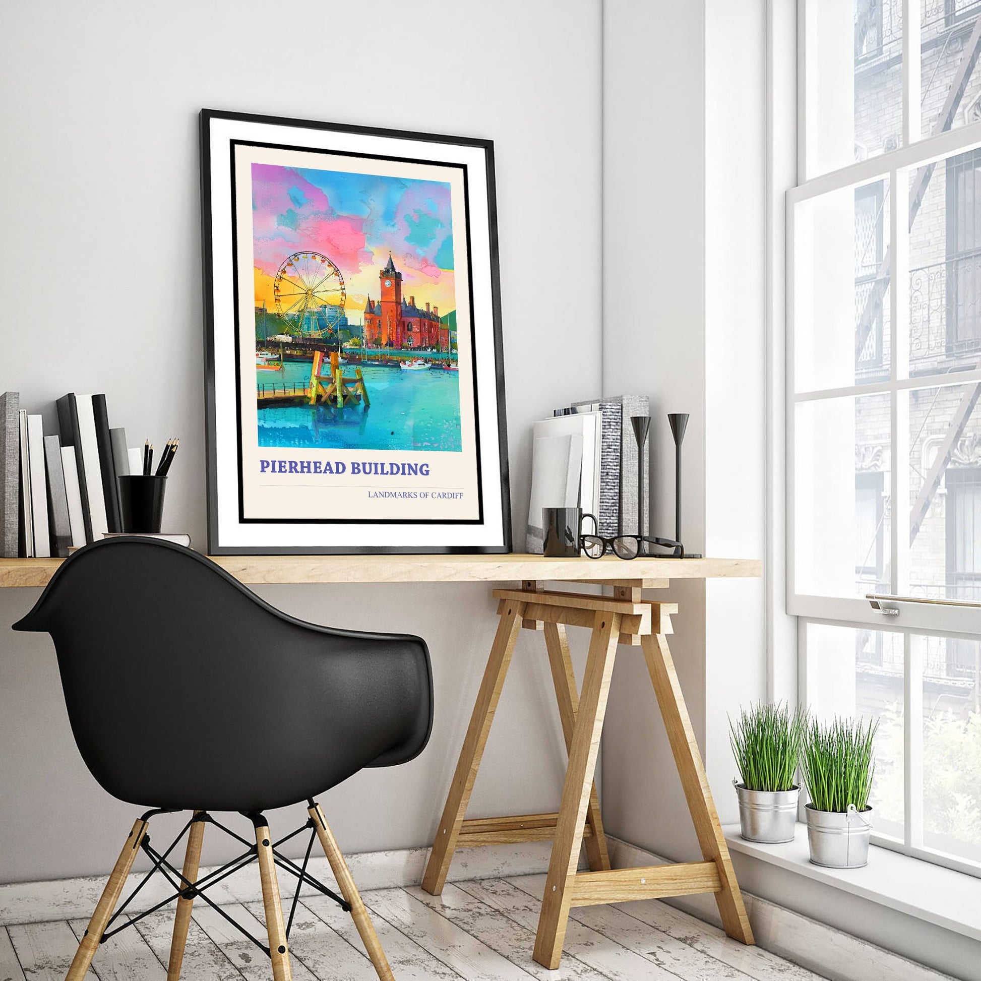 Cardiff Pierhead Building Travel Poster - Welsh Landmark Art Print - Vibrant Watercolour - Cardiff Bay 1/3