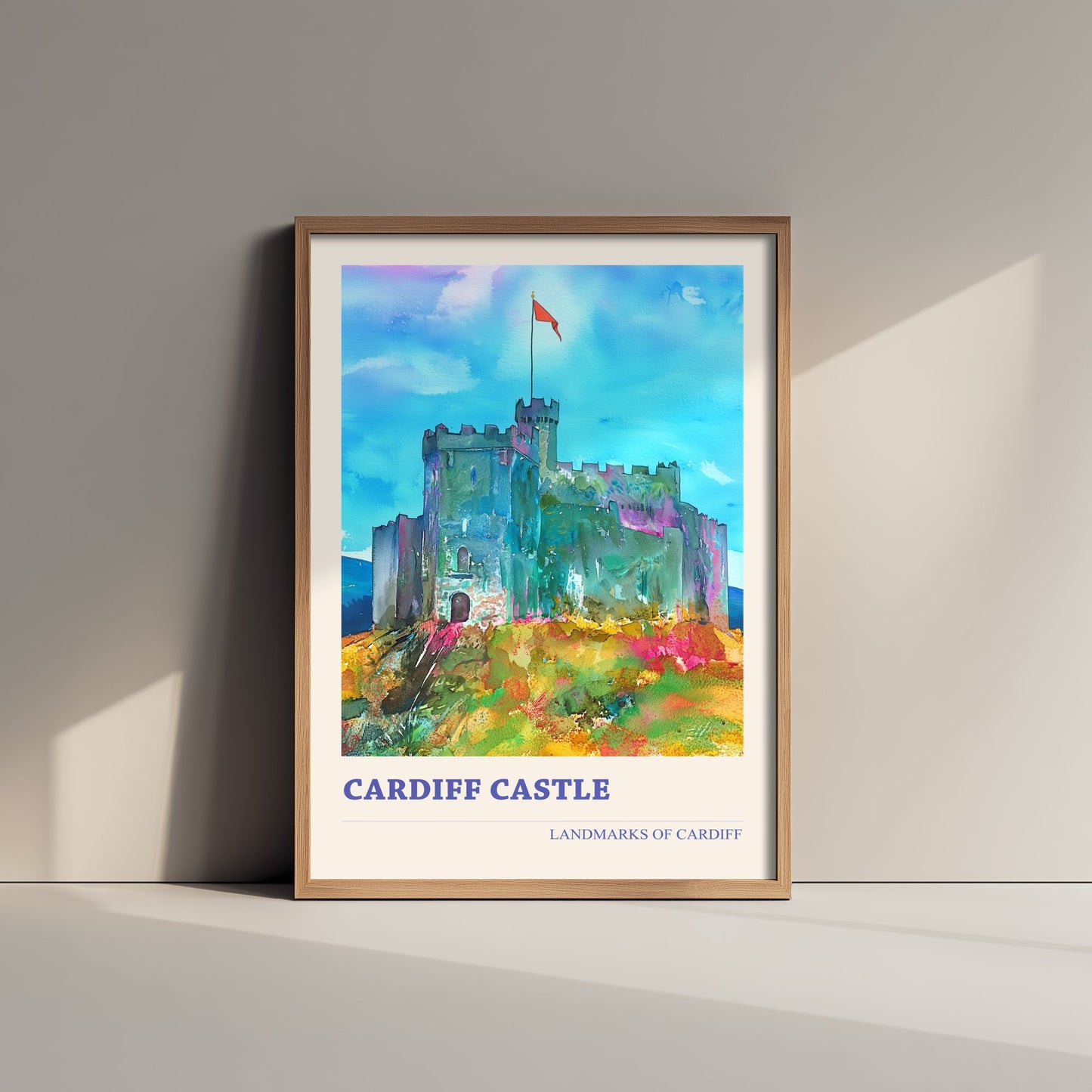 Cardiff Castle Travel Poster - Welsh Landmark Art Print - Vibrant Watercolour - Cardiff Wales 2/3