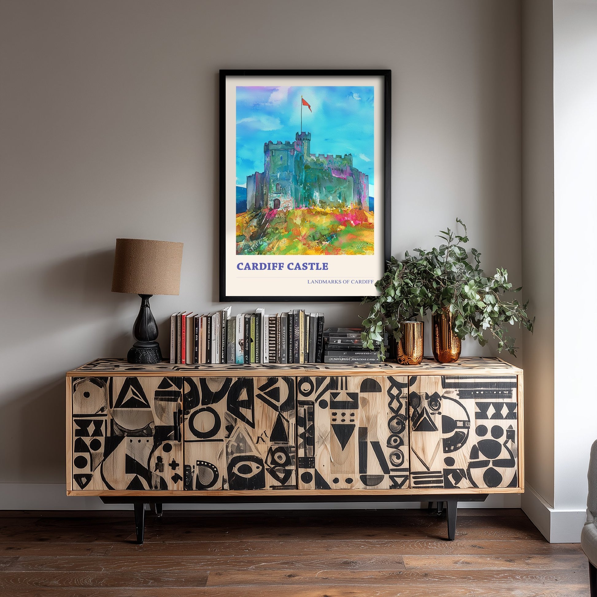 Cardiff Castle Travel Poster - Welsh Landmark Art Print - Vibrant Watercolour - Cardiff Wales 2/3
