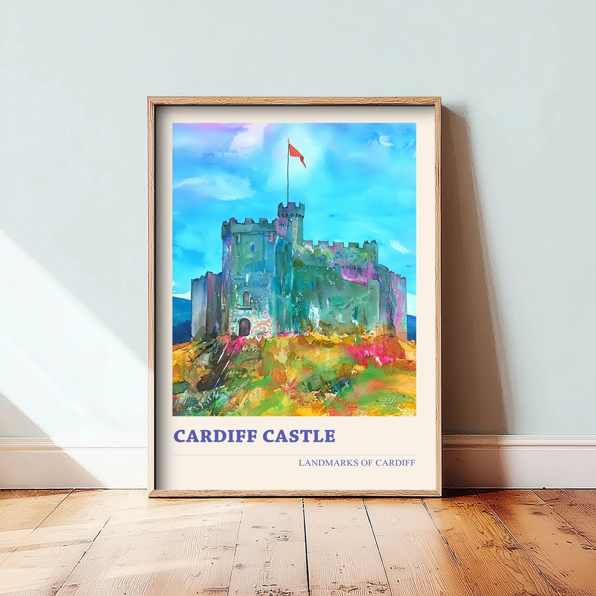 Cardiff Castle Travel Poster - Welsh Landmark Art Print - Vibrant Watercolour - Cardiff Wales 2/3