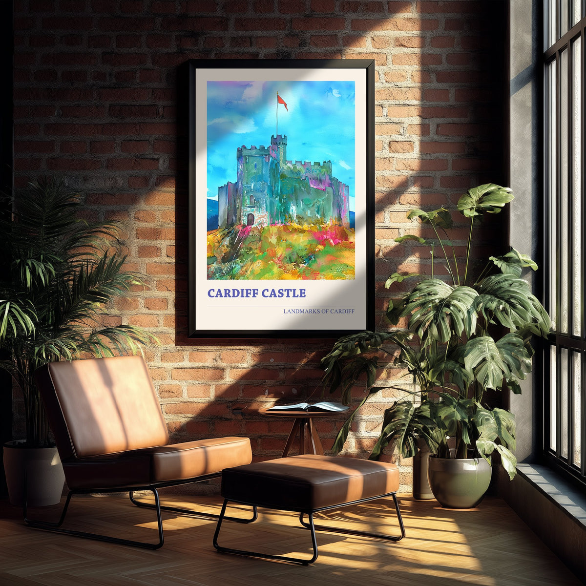 Cardiff Castle Travel Poster - Welsh Landmark Art Print - Vibrant Watercolour - Cardiff Wales 2/3