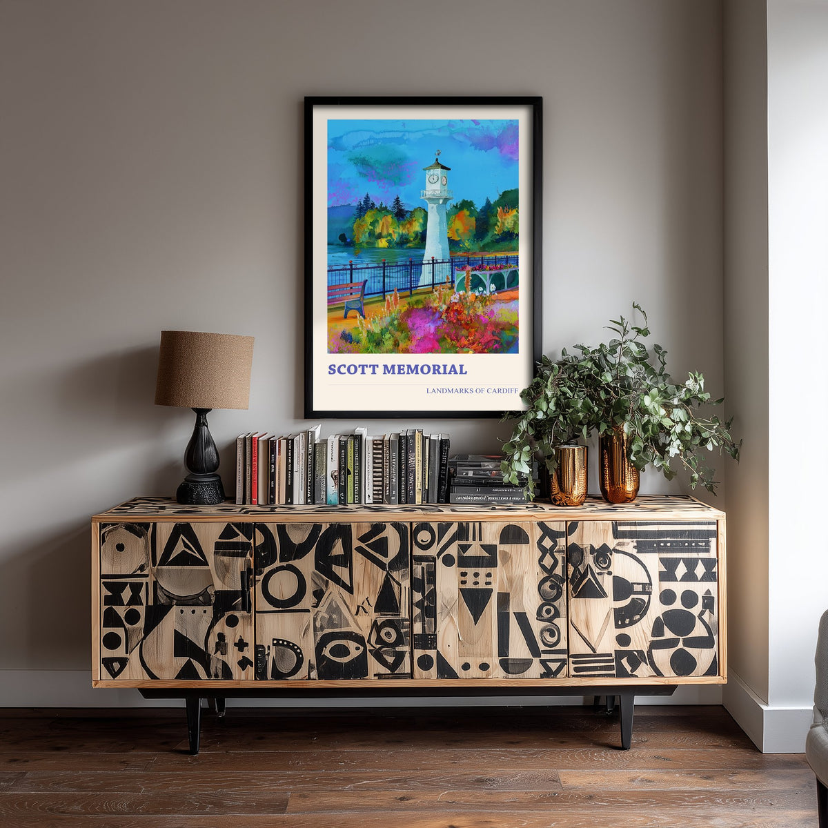 Cardiff Scott Memorial Travel Poster - Welsh Landmark Art Print - Vibrant Watercolour - Roath Park Lighthouse 3/3