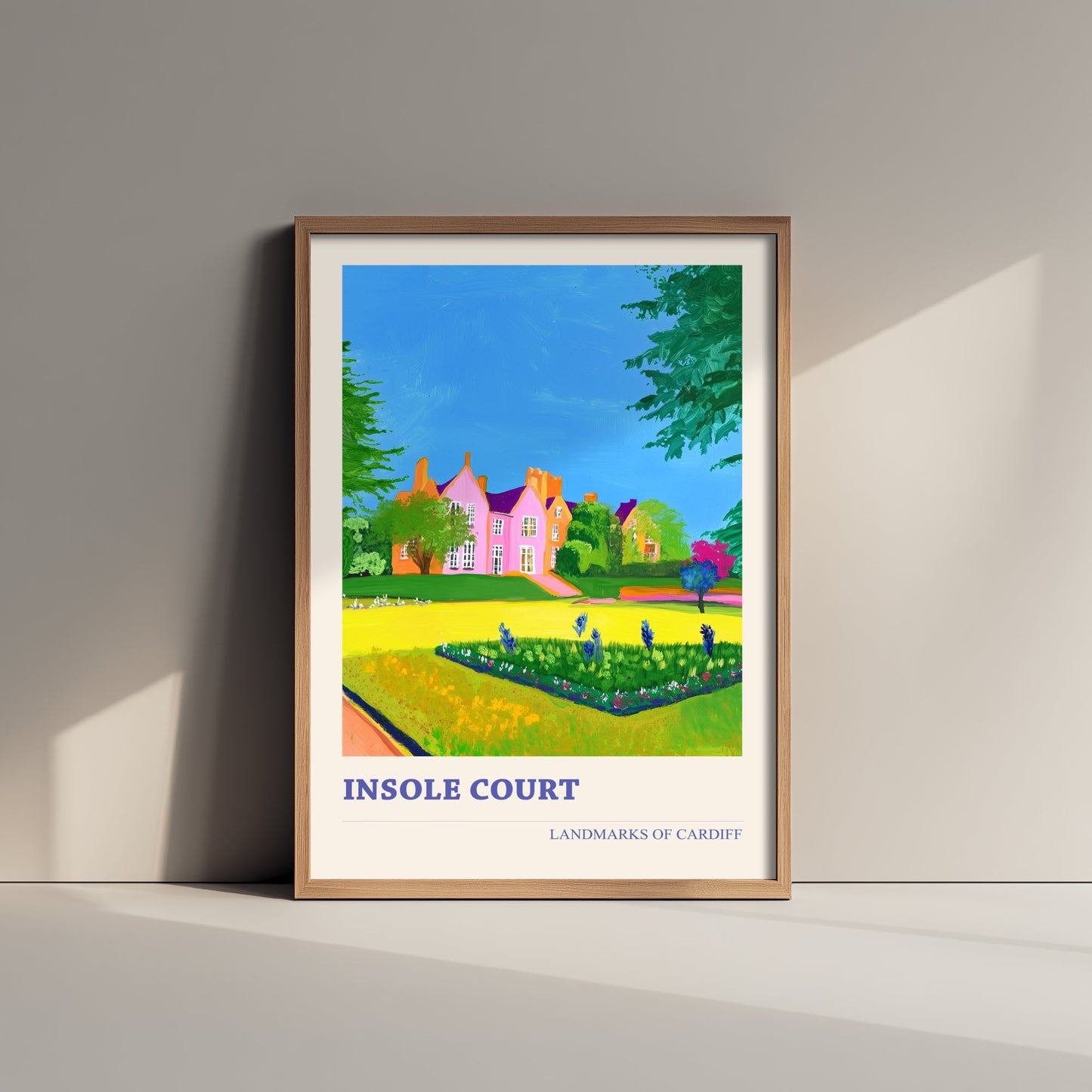 Cardiff Insole Court Travel Poster - Welsh Park Art Print - Colourful Landscape Painting - Llandaff Cardiff 1/3