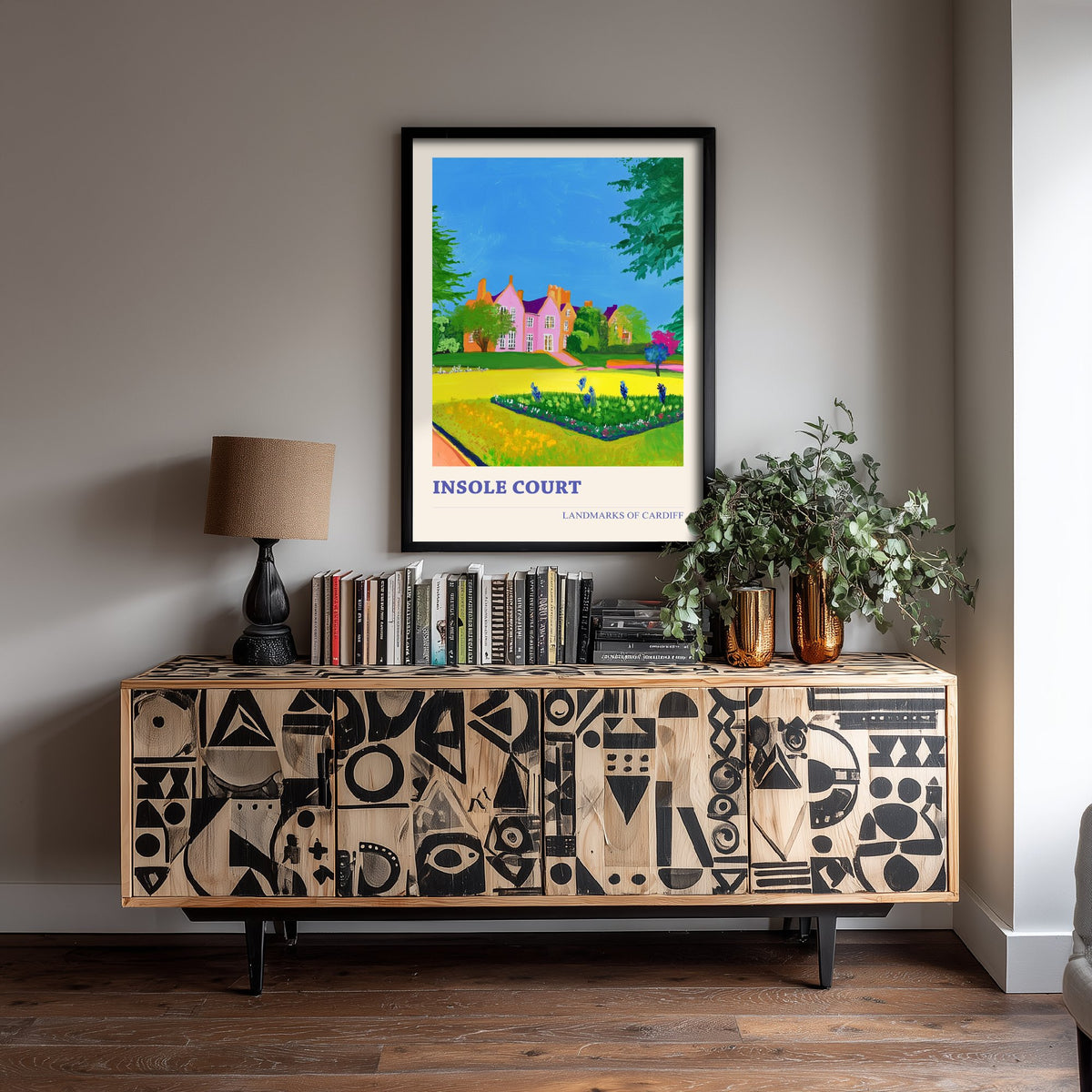 Cardiff Insole Court Travel Poster - Welsh Park Art Print - Colourful Landscape Painting - Llandaff Cardiff 1/3