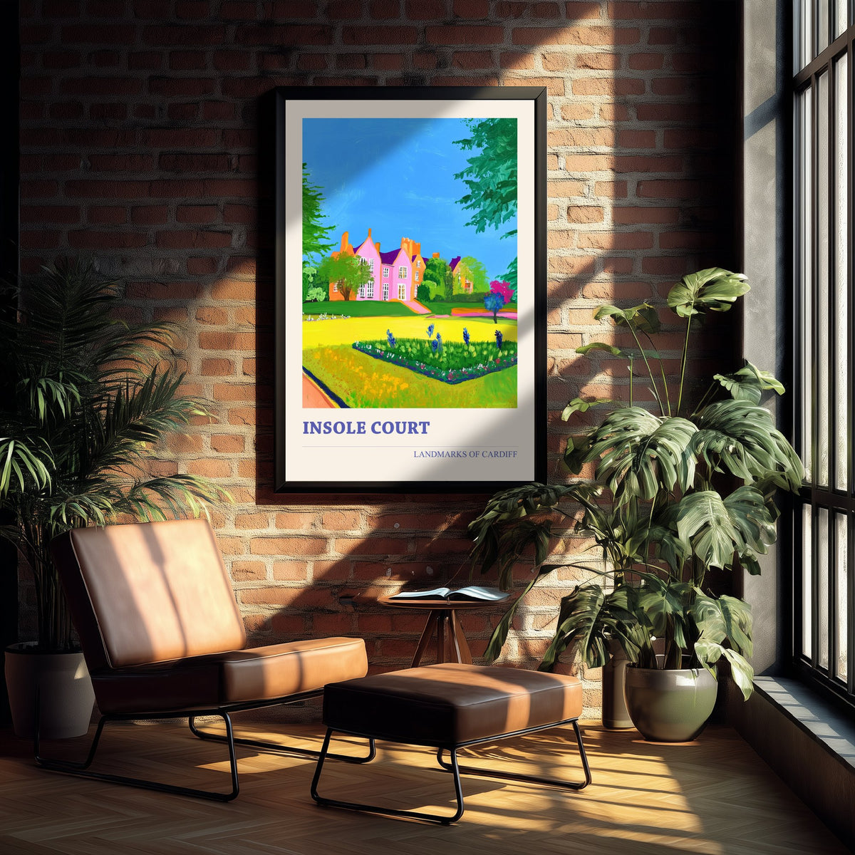 Cardiff Insole Court Travel Poster - Welsh Park Art Print - Colourful Landscape Painting - Llandaff Cardiff 1/3