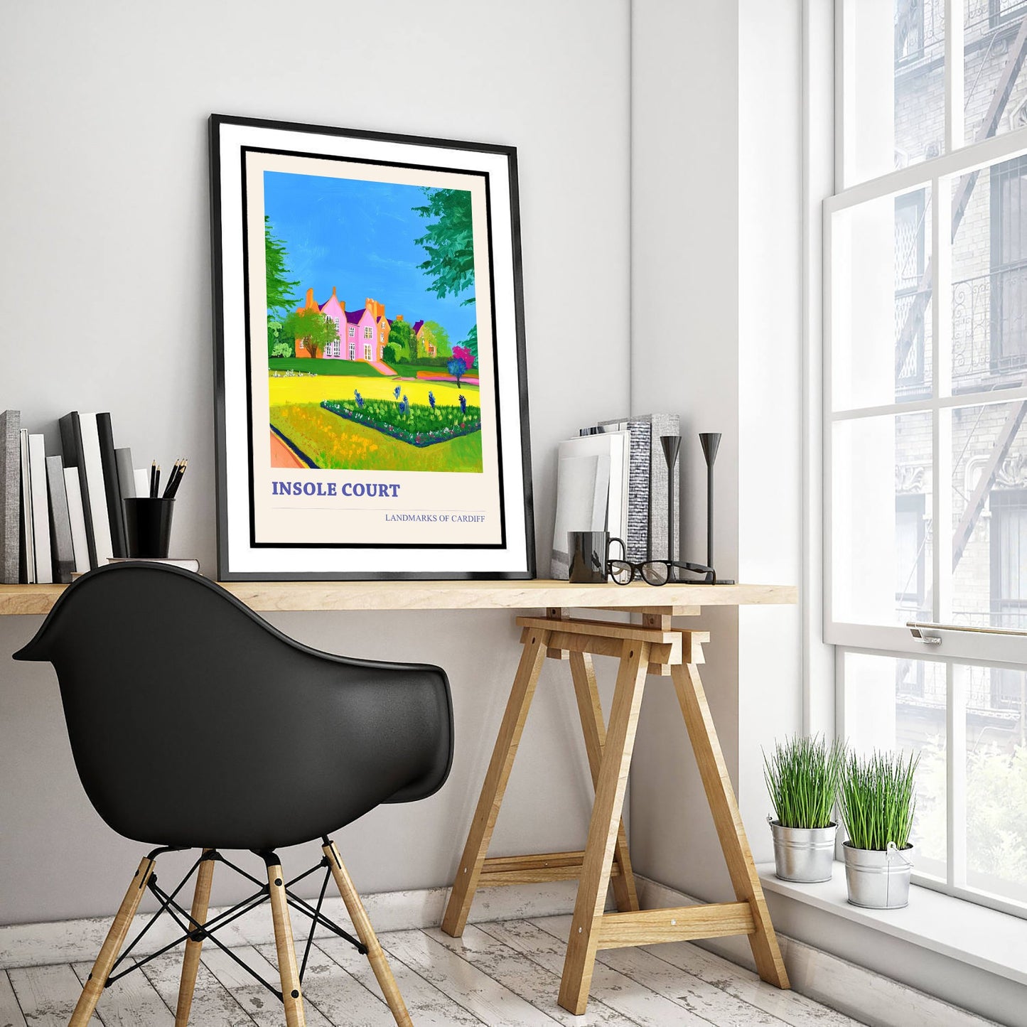 Cardiff Insole Court Travel Poster - Welsh Park Art Print - Colourful Landscape Painting - Llandaff Cardiff 1/3