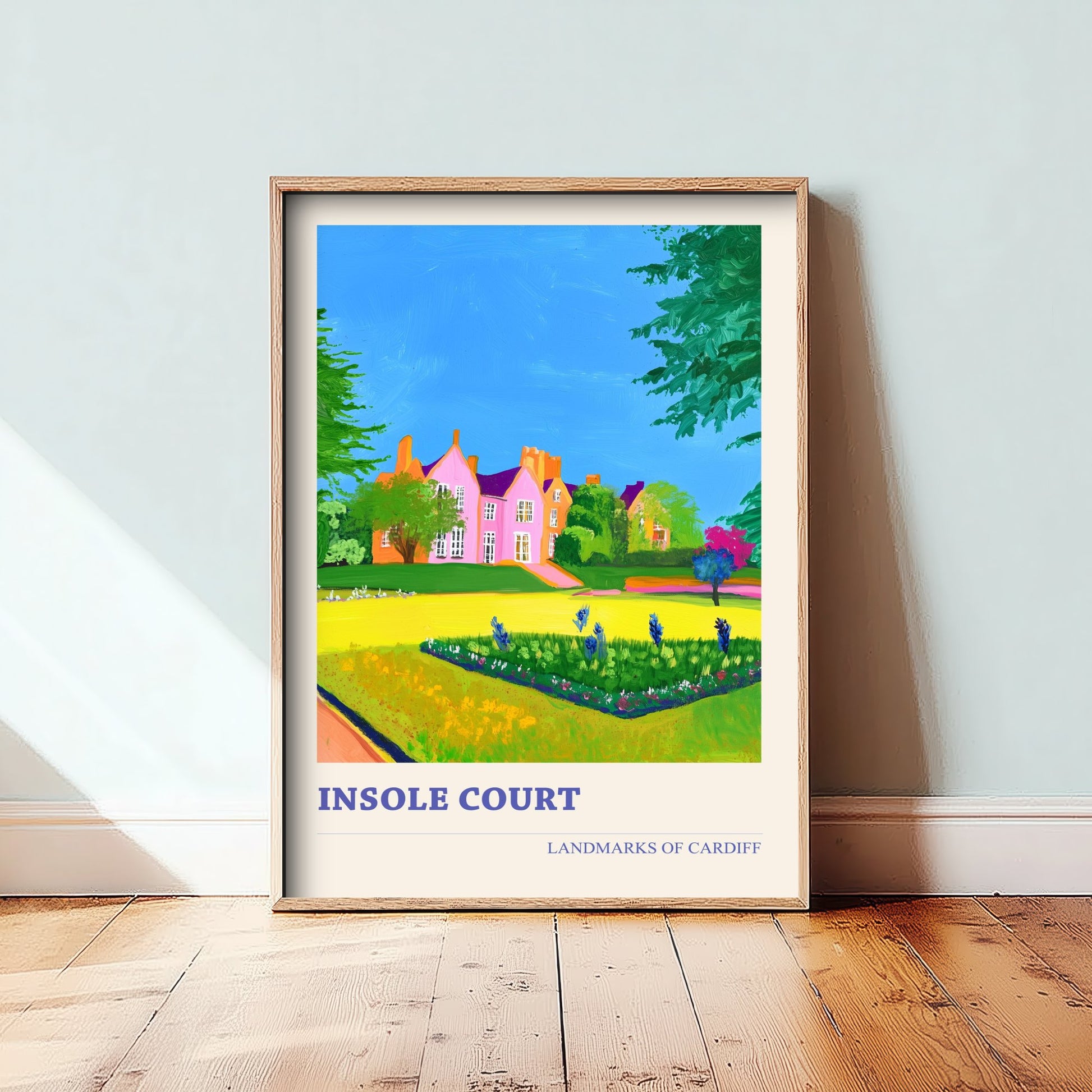 Cardiff Insole Court Travel Poster - Welsh Park Art Print - Colourful Landscape Painting - Llandaff Cardiff 1/3