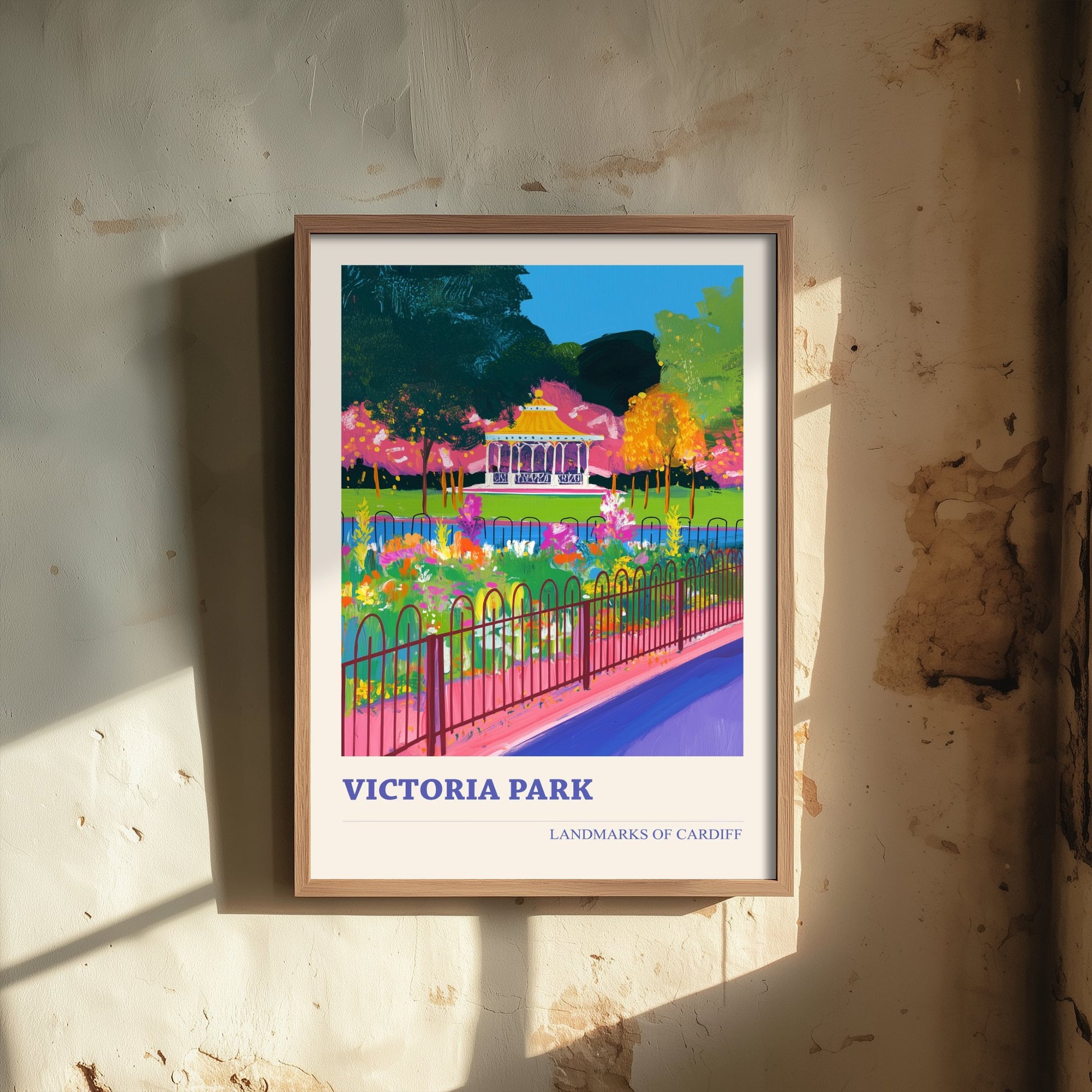 Cardiff Victoria Park Travel Poster - Welsh Park Art Print - Colourful Landscape Painting - Cardiff Wales 2/3