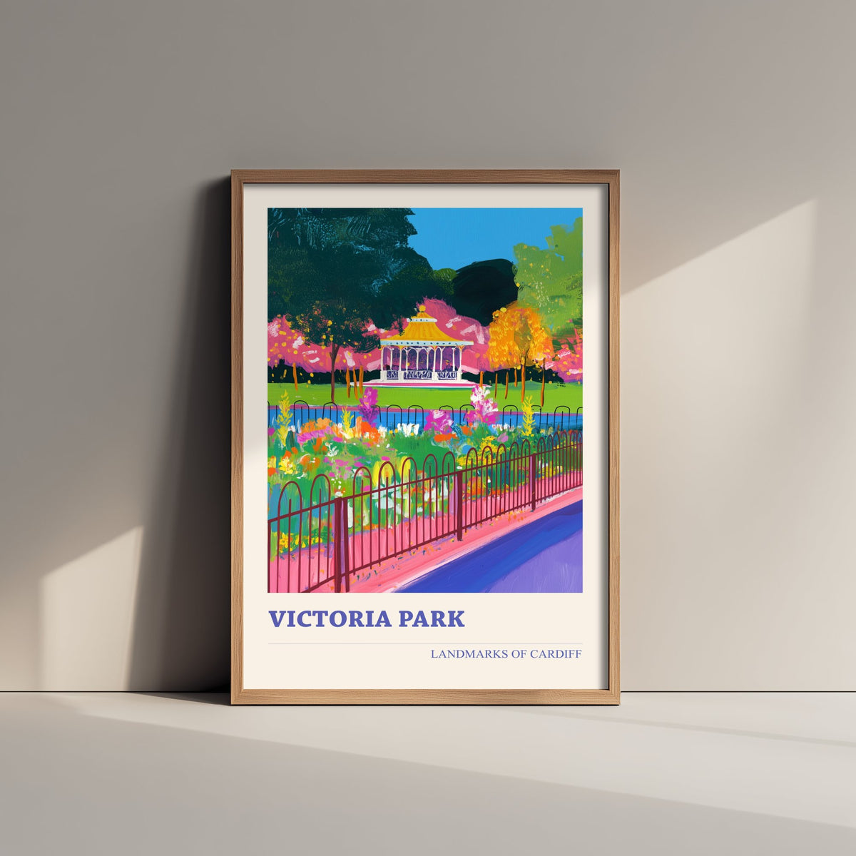 Cardiff Victoria Park Travel Poster - Welsh Park Art Print - Colourful Landscape Painting - Cardiff Wales 2/3