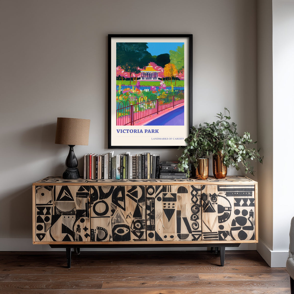 Cardiff Victoria Park Travel Poster - Welsh Park Art Print - Colourful Landscape Painting - Cardiff Wales 2/3