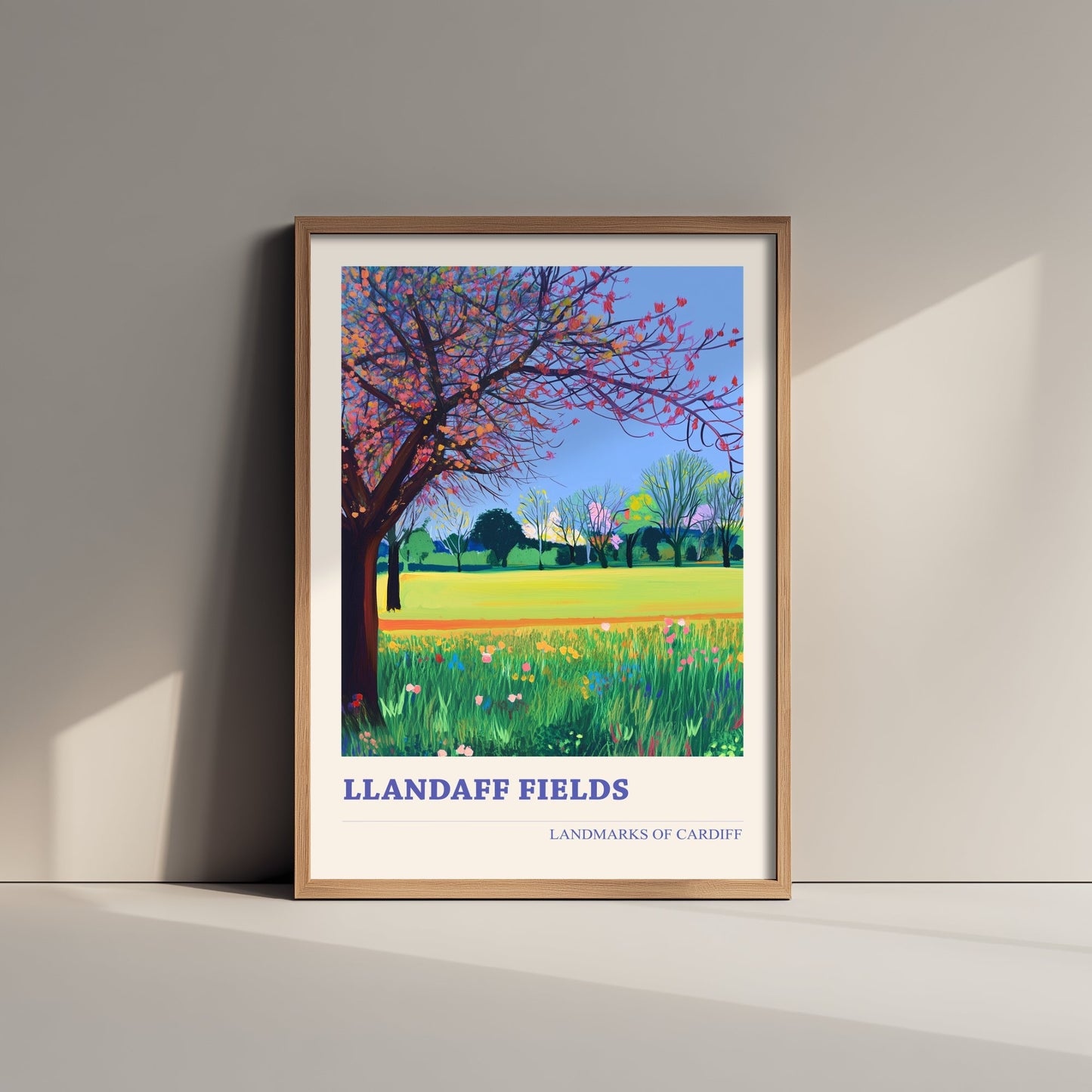 Cardiff Llandaff Fields Travel Poster - Welsh Park Art Print - Colourful Landscape Painting - Cardiff Wales 3/3
