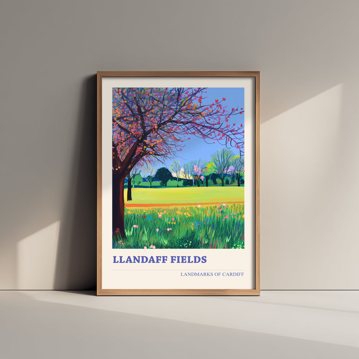 Cardiff Llandaff Fields Travel Poster - Welsh Park Art Print - Colourful Landscape Painting - Cardiff Wales 3/3