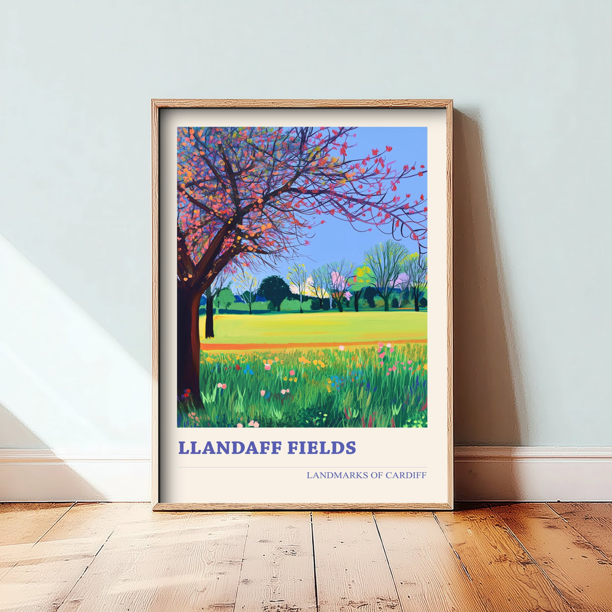 Cardiff Llandaff Fields Travel Poster - Welsh Park Art Print - Colourful Landscape Painting - Cardiff Wales 3/3