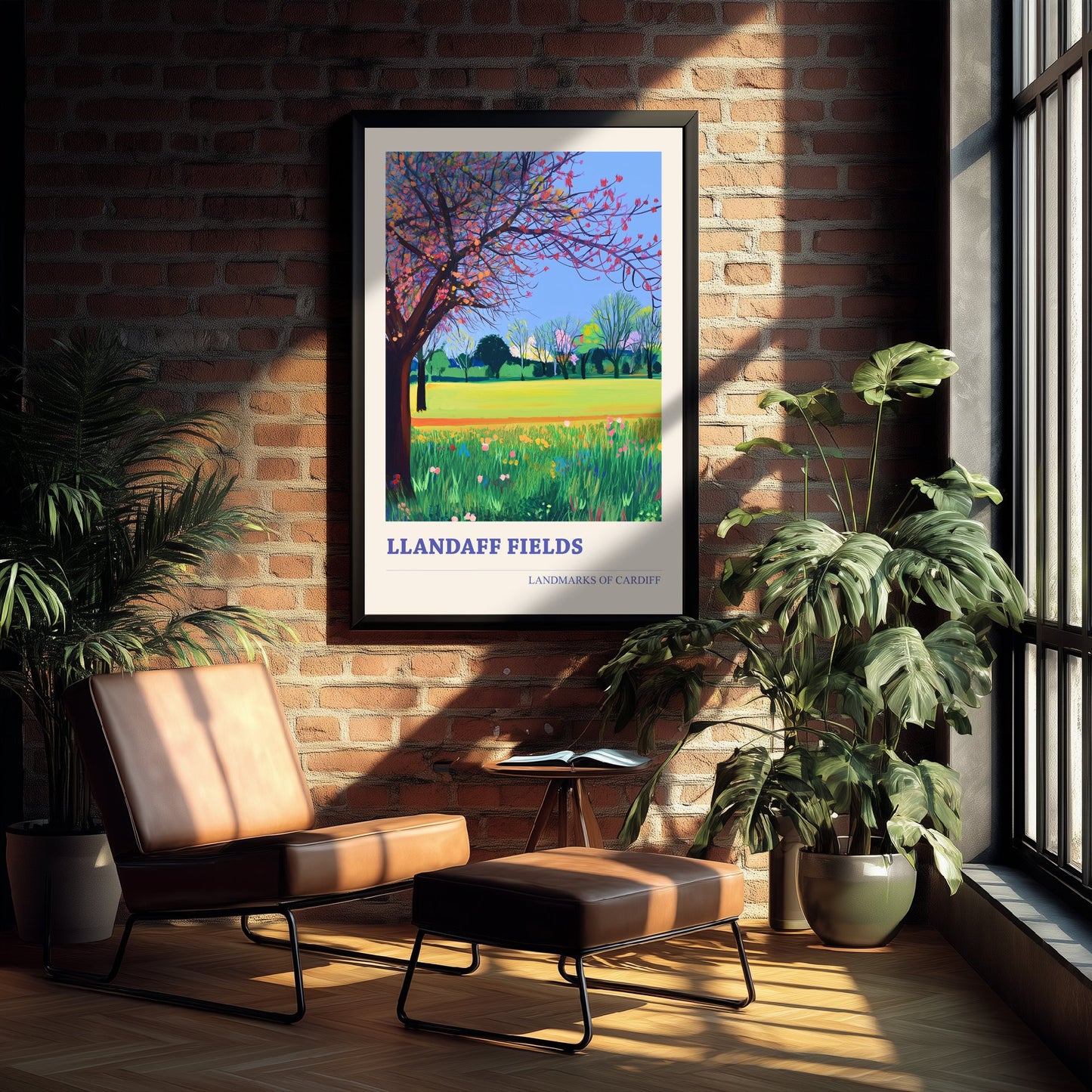 Cardiff Llandaff Fields Travel Poster - Welsh Park Art Print - Colourful Landscape Painting - Cardiff Wales 3/3