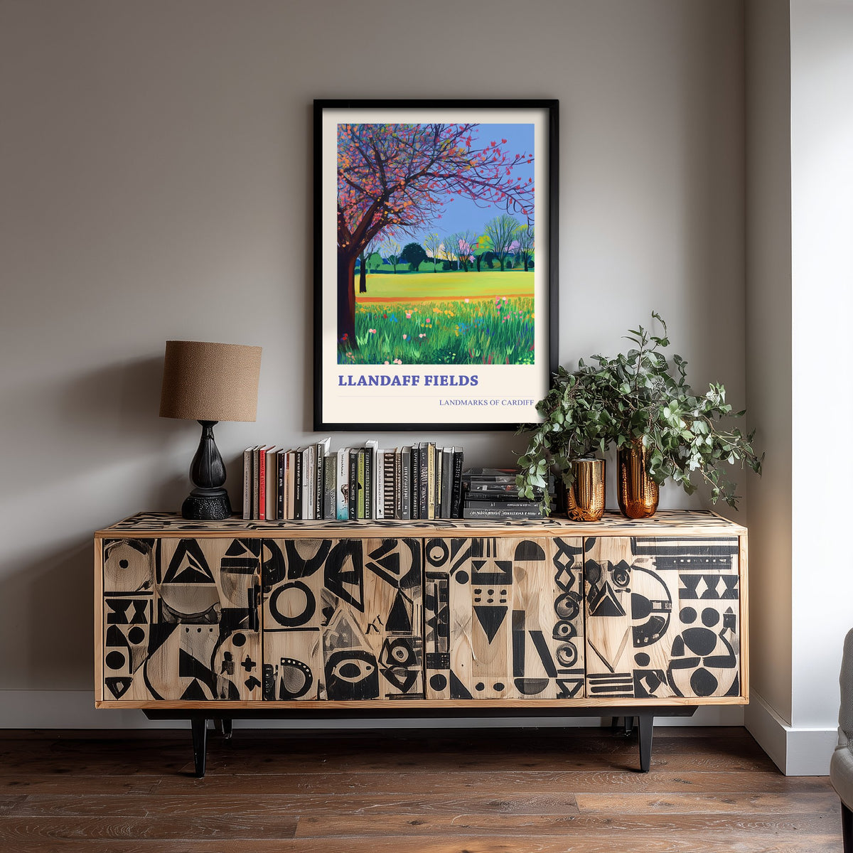 Cardiff Llandaff Fields Travel Poster - Welsh Park Art Print - Colourful Landscape Painting - Cardiff Wales 3/3