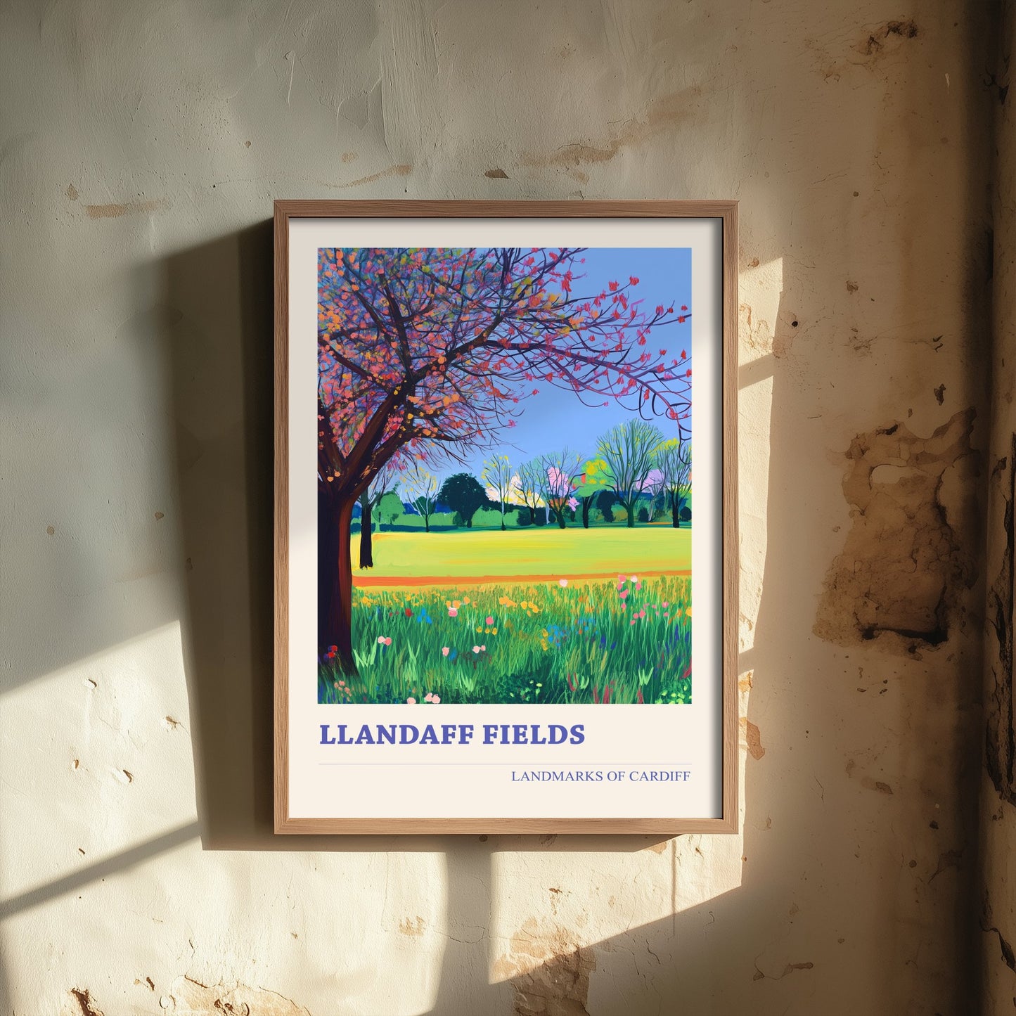 Cardiff Llandaff Fields Travel Poster - Welsh Park Art Print - Colourful Landscape Painting - Cardiff Wales 3/3