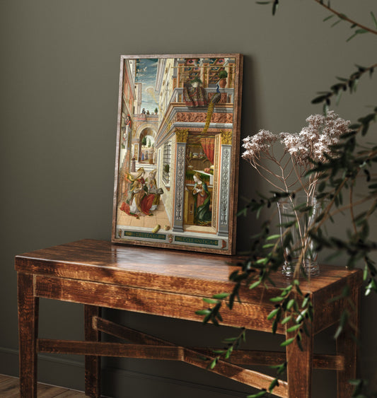 Carlo Crivelli - The Annunciation with Saint Emidius (1486) - Classic Painting Art Print Poster - Renaissance Wall Art