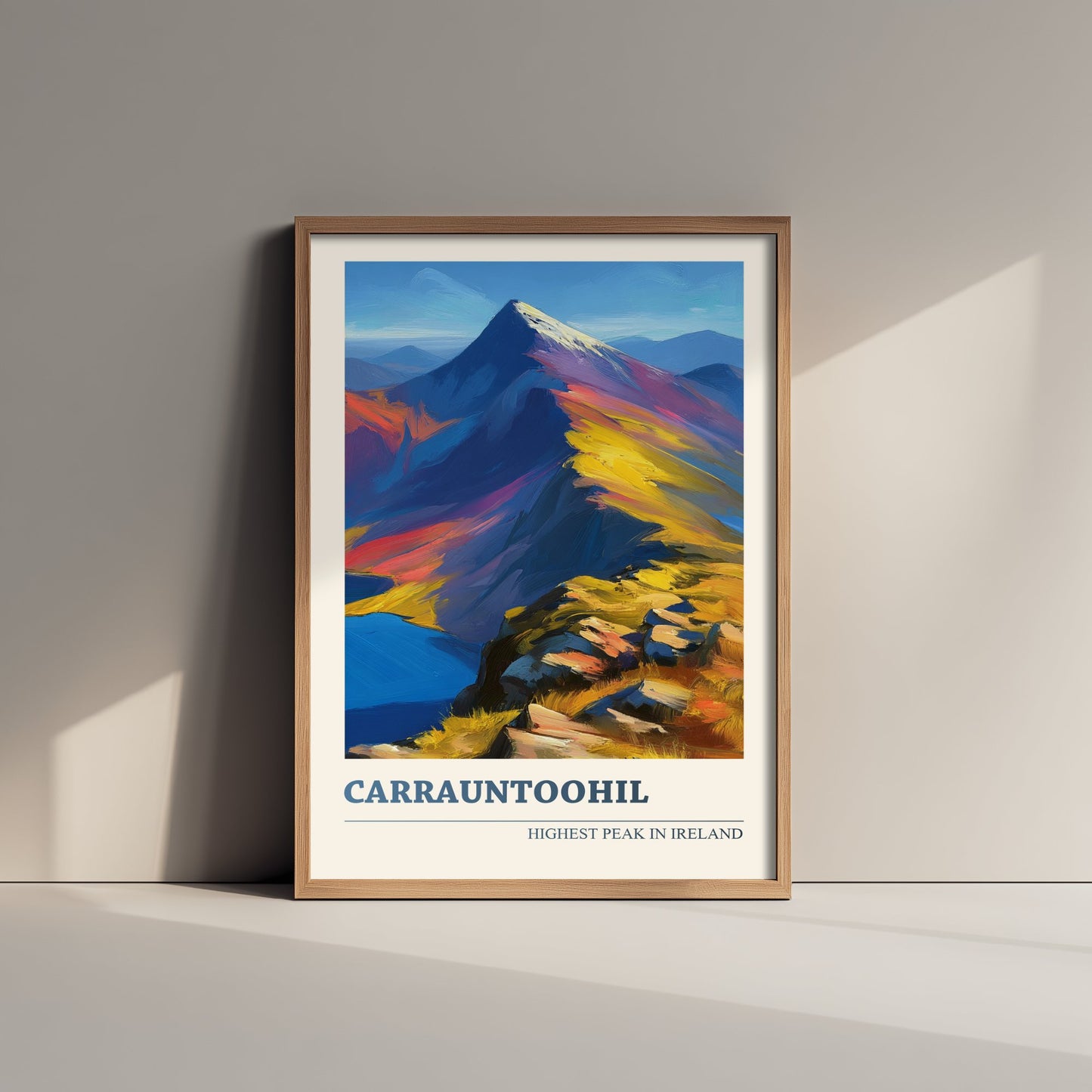 Carrauntoohil Art Print - Highest Peak in Ireland Poster - Bold Oil Painting Mountain - Kerry Hiking Wall Art