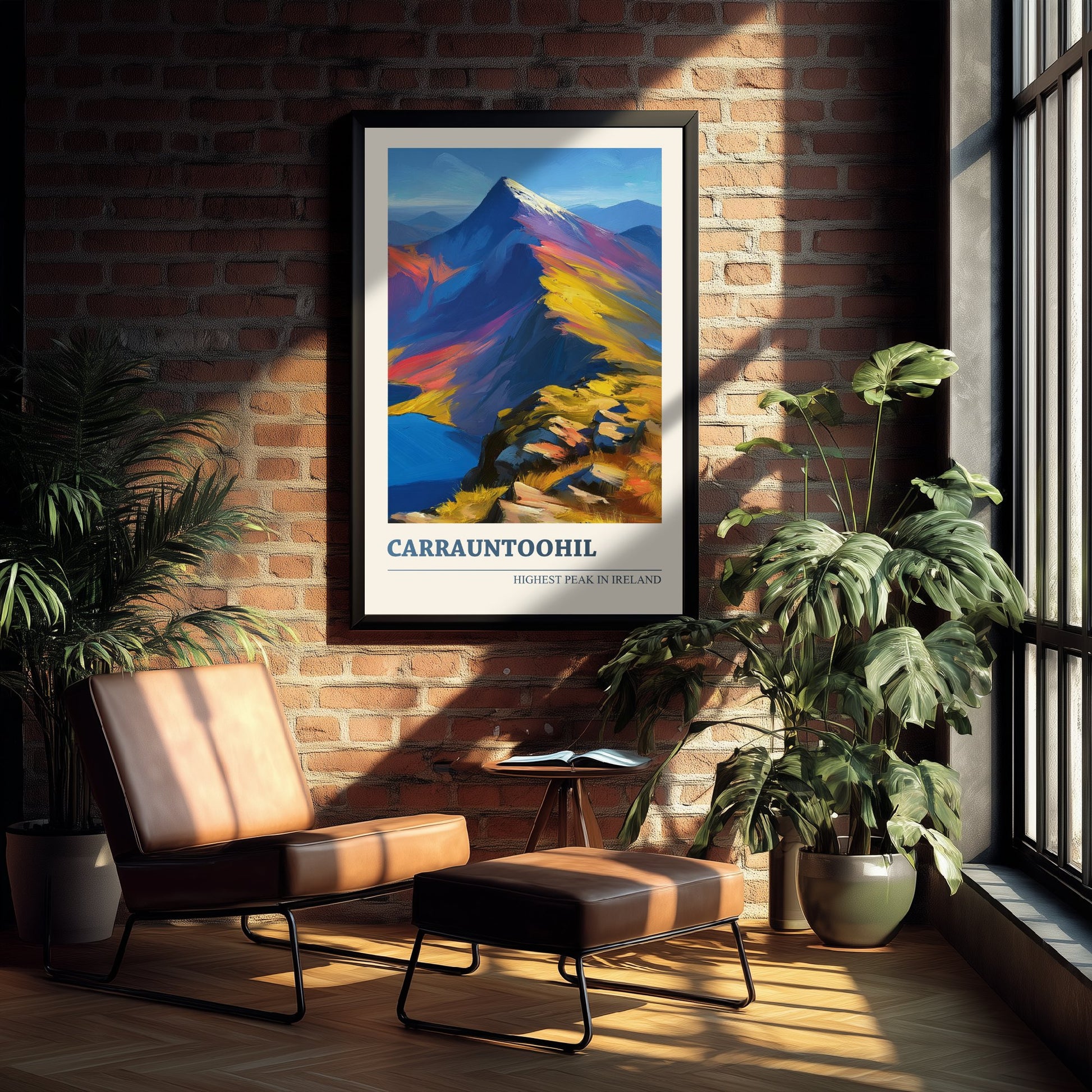 Carrauntoohil Art Print - Highest Peak in Ireland Poster - Bold Oil Painting Mountain - Kerry Hiking Wall Art