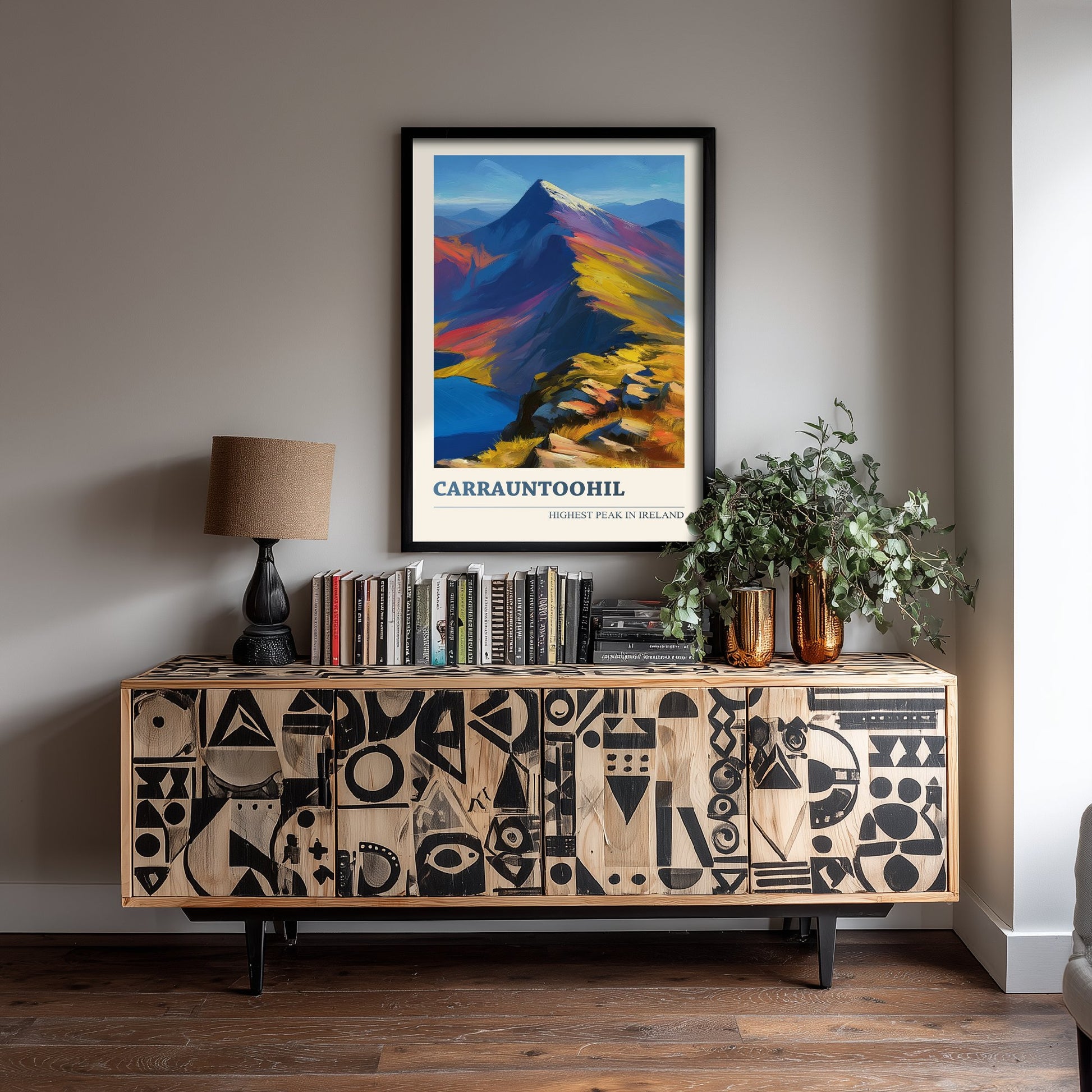 Carrauntoohil Art Print - Highest Peak in Ireland Poster - Bold Oil Painting Mountain - Kerry Hiking Wall Art