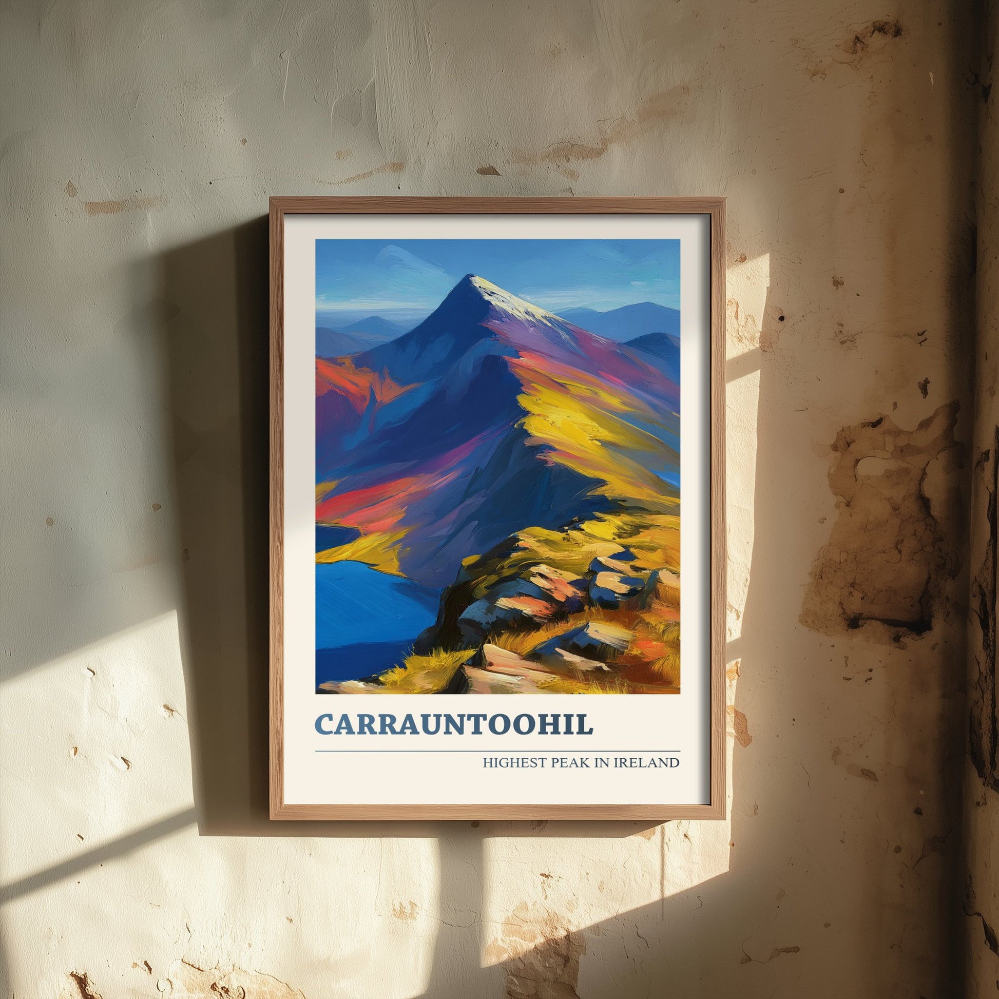 Carrauntoohil Art Print - Highest Peak in Ireland Poster - Bold Oil Painting Mountain - Kerry Hiking Wall Art