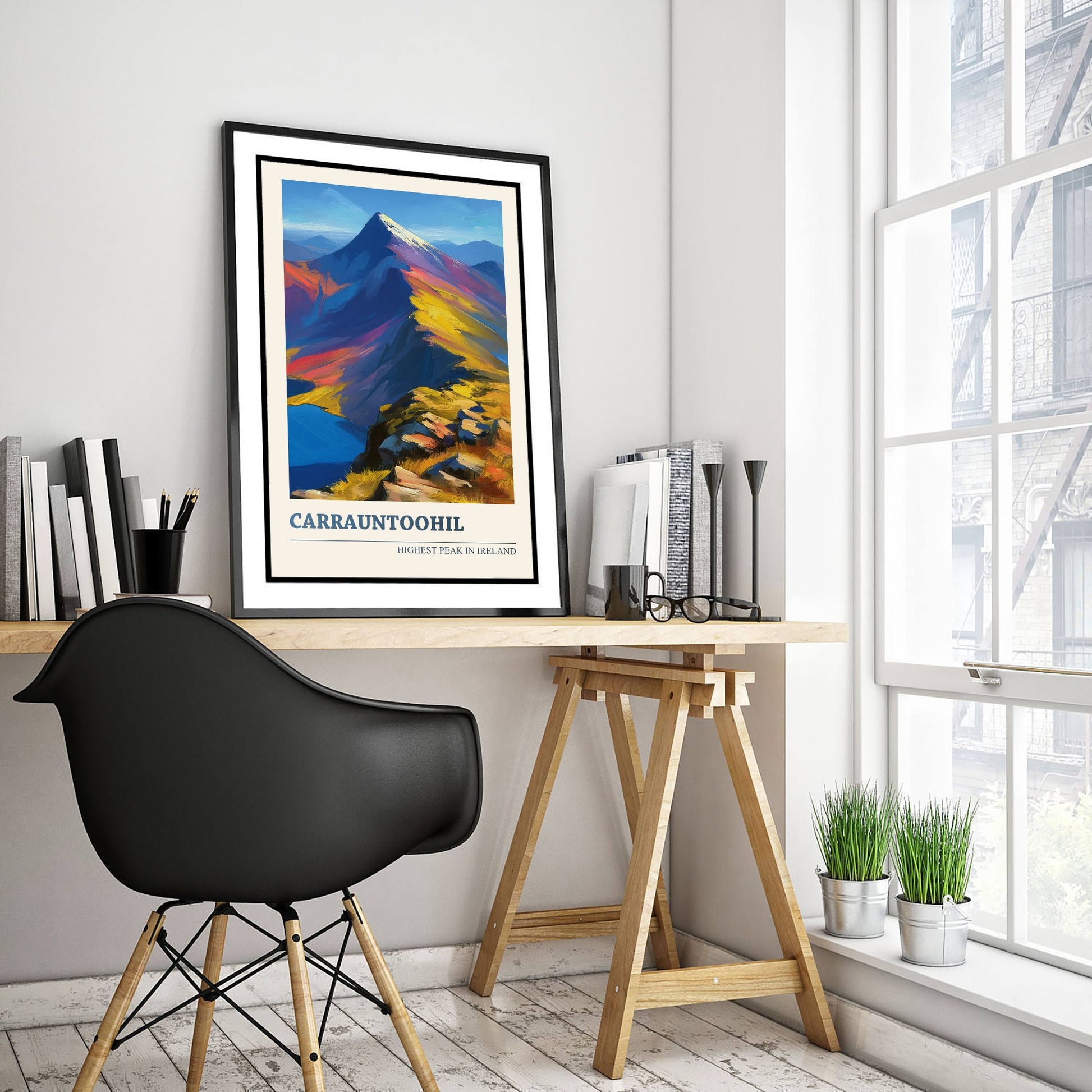 Carrauntoohil Art Print - Highest Peak in Ireland Poster - Bold Oil Painting Mountain - Kerry Hiking Wall Art
