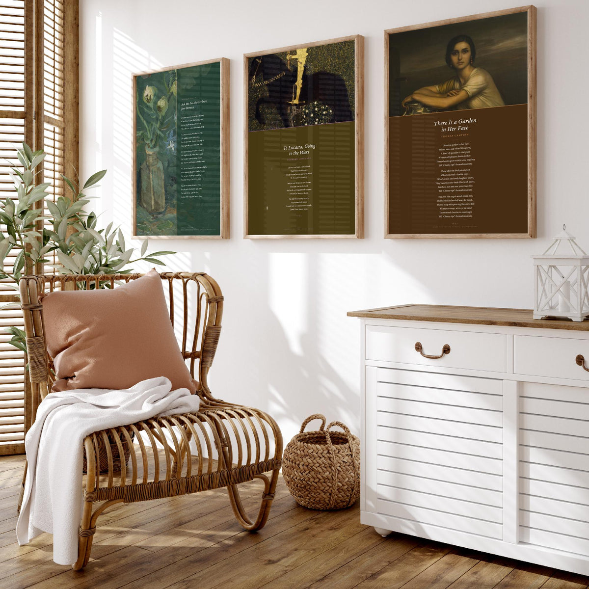 Cavalier and Courtly Love Poems Set of Three Art Prints - Carew, Lovelace, Campion Verse over Classic Paintings - Poetry Poster Triptych