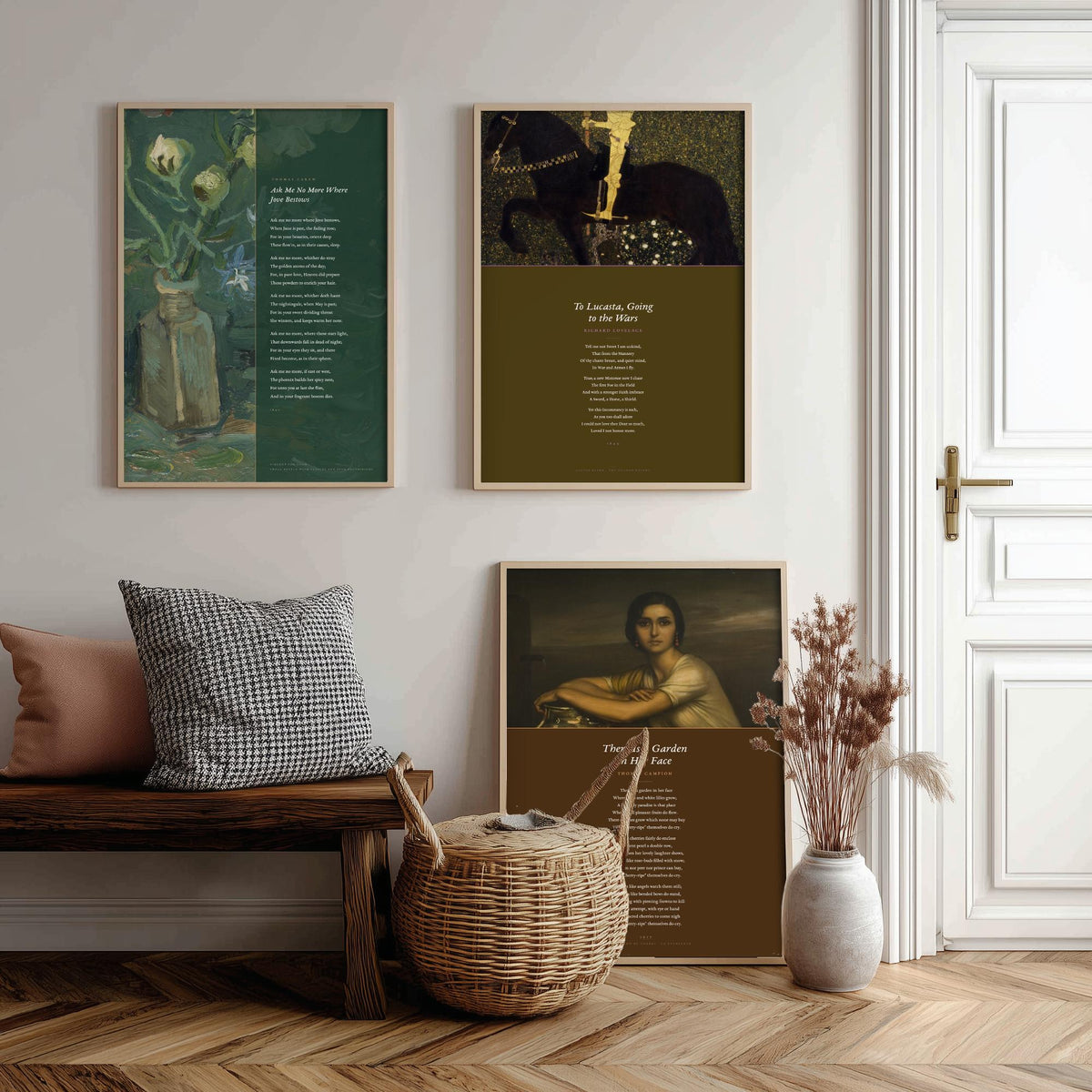Cavalier and Courtly Love Poems Set of Three Art Prints - Carew, Lovelace, Campion Verse over Classic Paintings - Poetry Poster Triptych