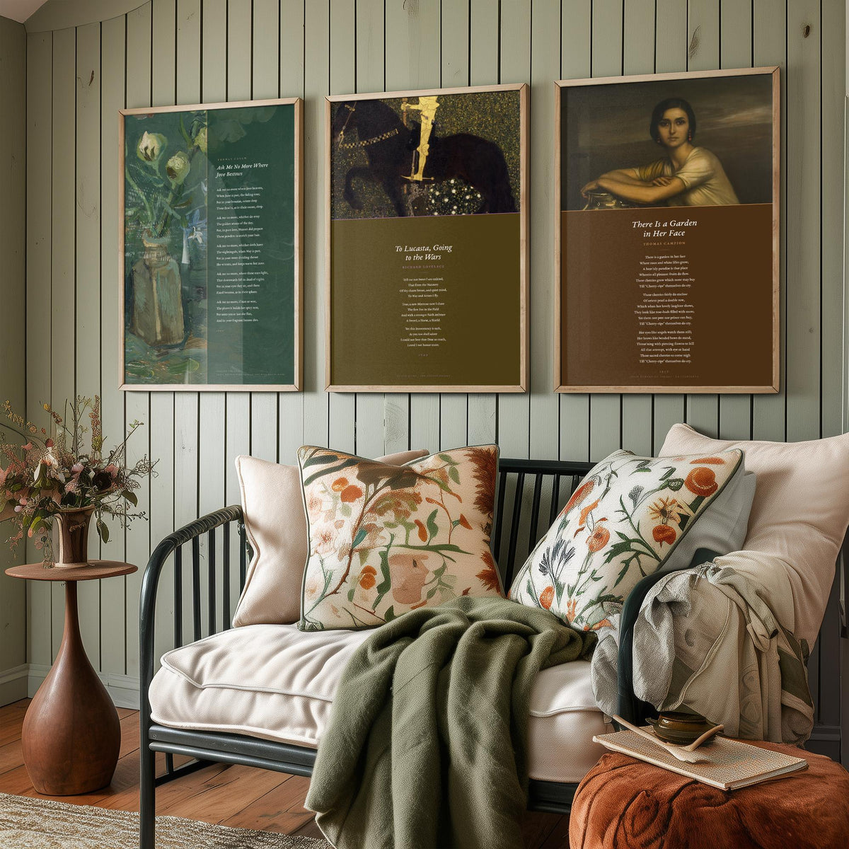Cavalier and Courtly Love Poems Set of Three Art Prints - Carew, Lovelace, Campion Verse over Classic Paintings - Poetry Poster Triptych
