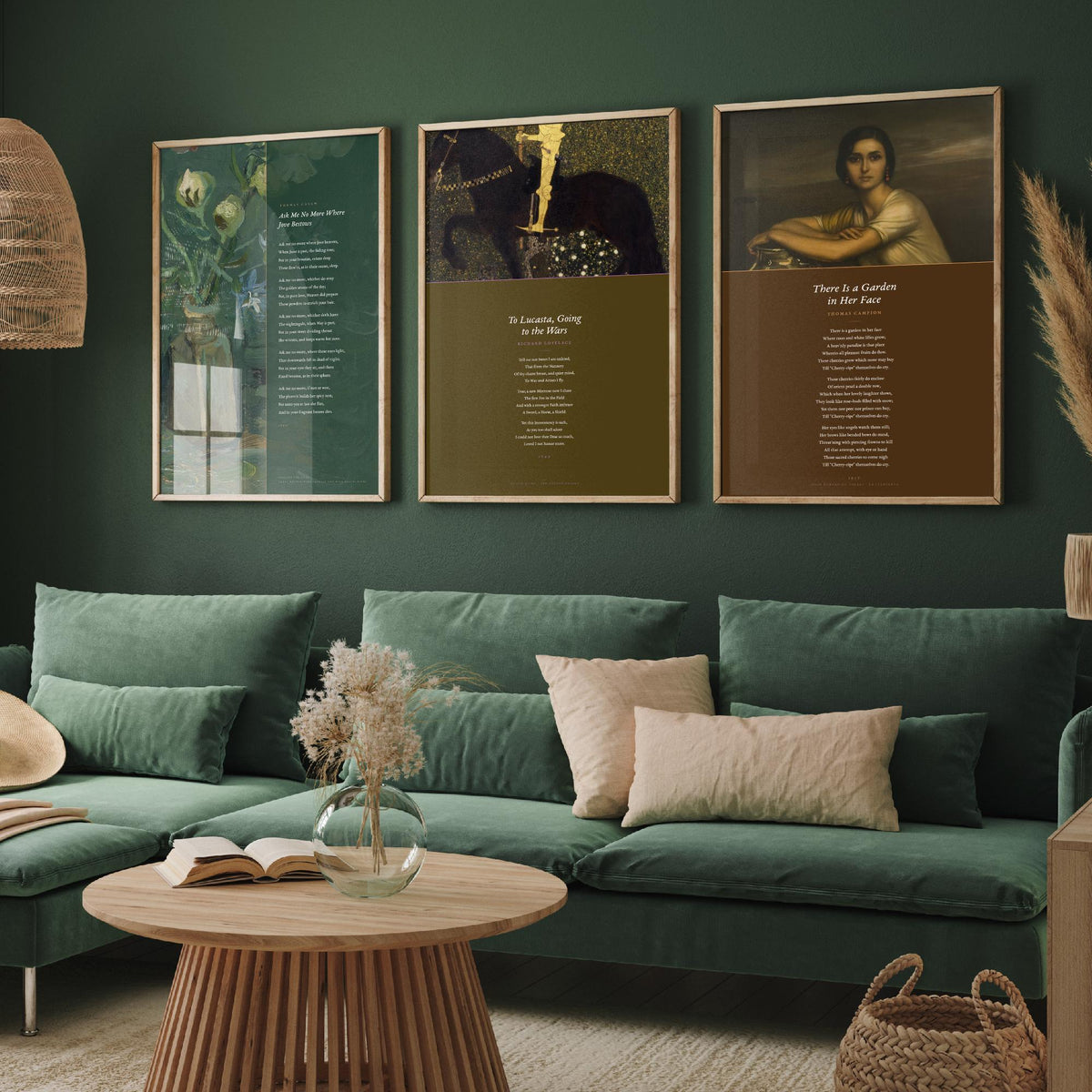Cavalier and Courtly Love Poems Set of Three Art Prints - Carew, Lovelace, Campion Verse over Classic Paintings - Poetry Poster Triptych