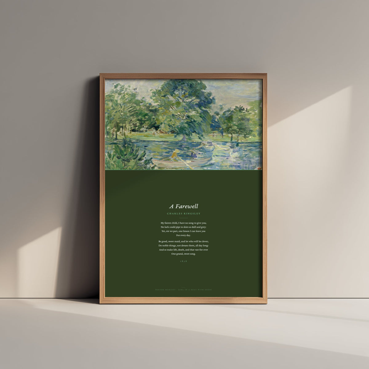 A Farewell by Charles Kingsley Art Print - Full Poem Poster - Be Good Sweet Maid Poetry beneath Impressionist Painting