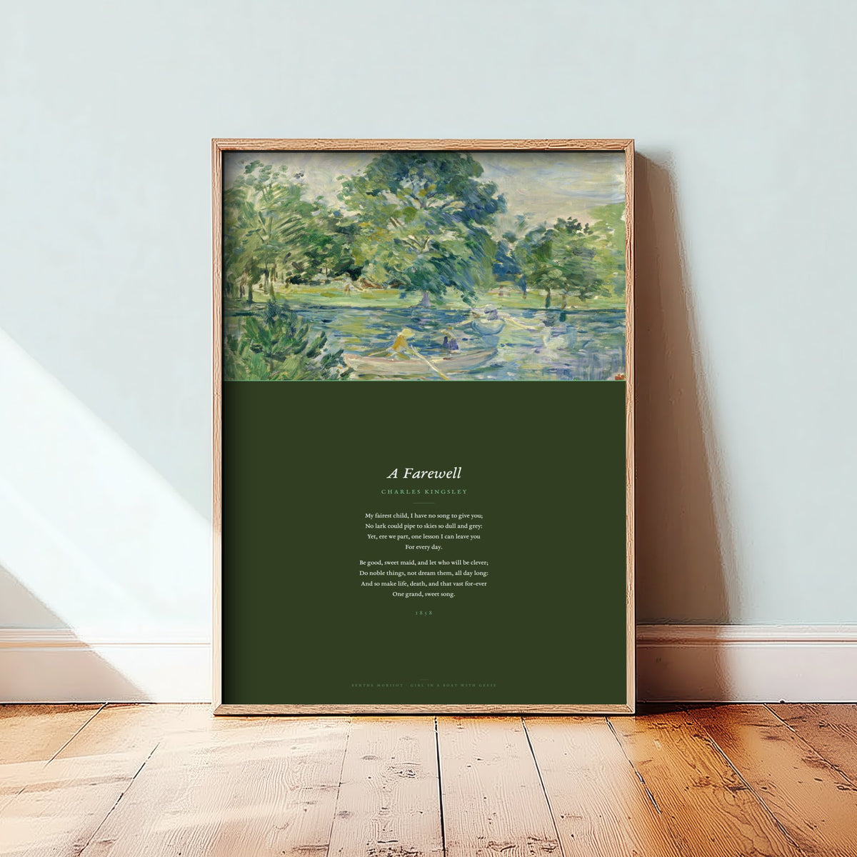 A Farewell by Charles Kingsley Art Print - Full Poem Poster - Be Good Sweet Maid Poetry beneath Impressionist Painting