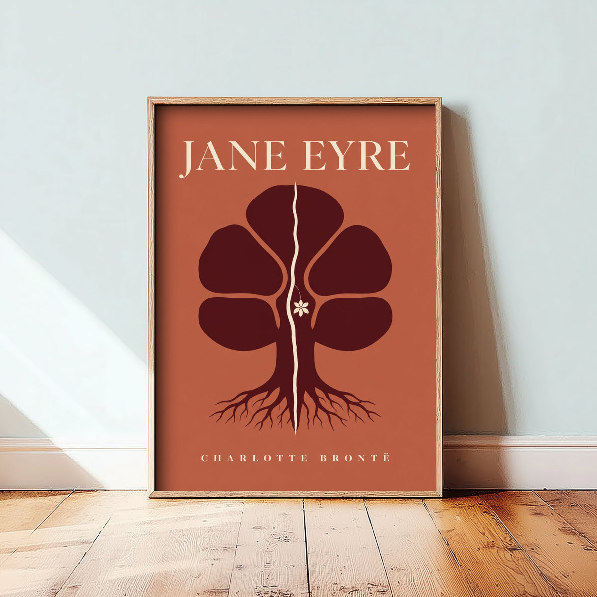 Jane Eyre by Charlotte Bronte Art Print - Minimalist Book Cover Poster - Split Chestnut Tree Illustration