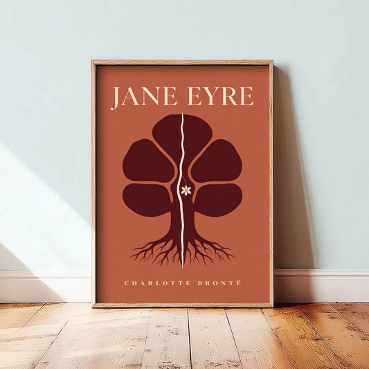 Jane Eyre by Charlotte Bronte Art Print - Minimalist Book Cover Poster - Split Chestnut Tree Illustration