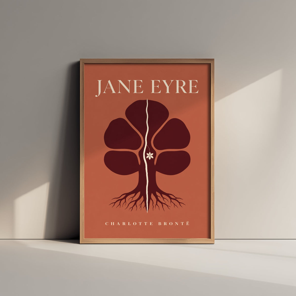 Jane Eyre by Charlotte Bronte Art Print - Minimalist Book Cover Poster - Split Chestnut Tree Illustration