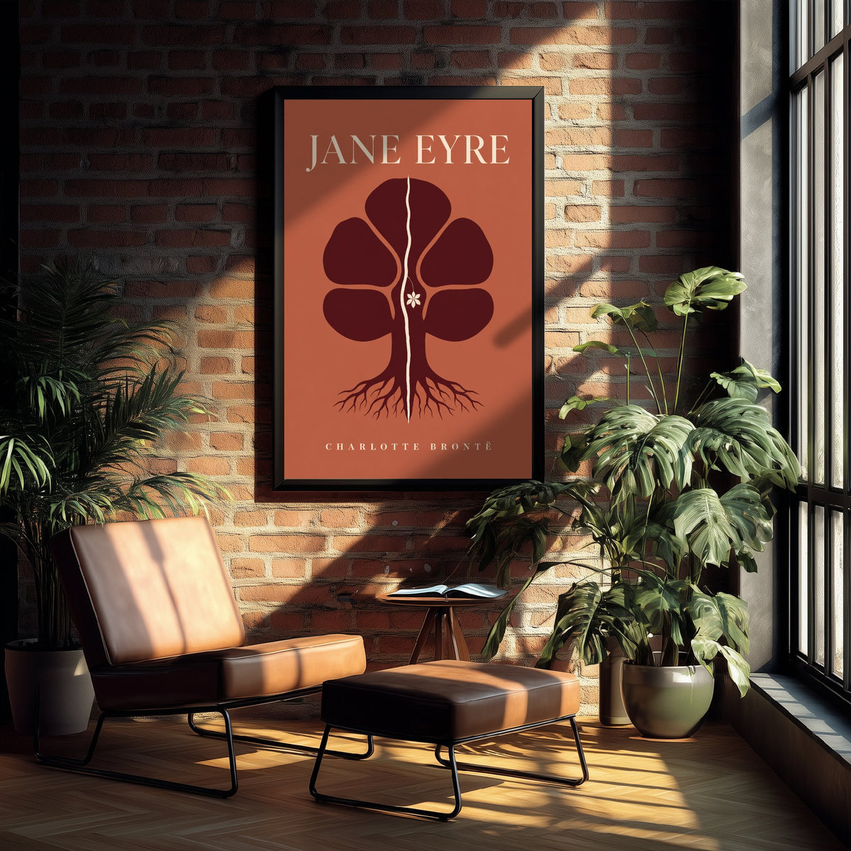 Jane Eyre by Charlotte Bronte Art Print - Minimalist Book Cover Poster - Split Chestnut Tree Illustration