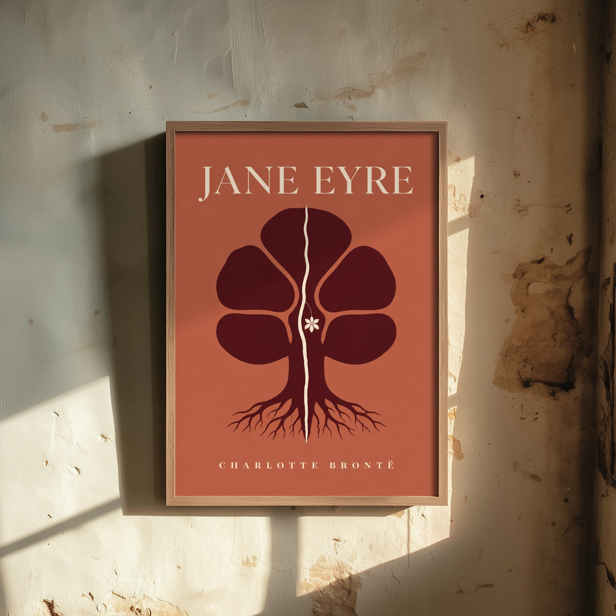 Jane Eyre by Charlotte Bronte Art Print - Minimalist Book Cover Poster - Split Chestnut Tree Illustration