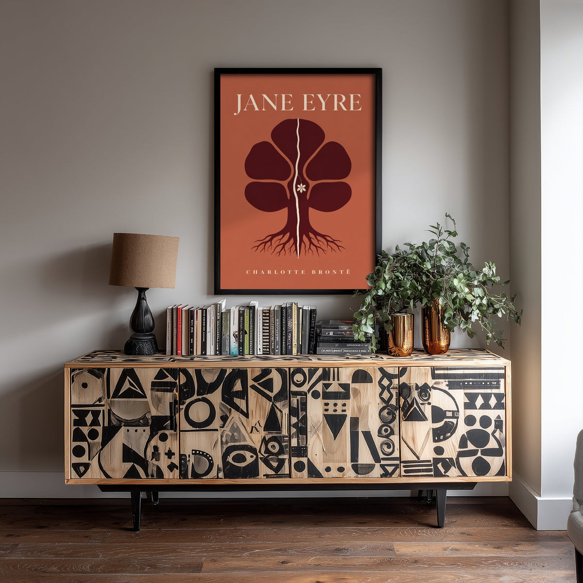Jane Eyre by Charlotte Bronte Art Print - Minimalist Book Cover Poster - Split Chestnut Tree Illustration