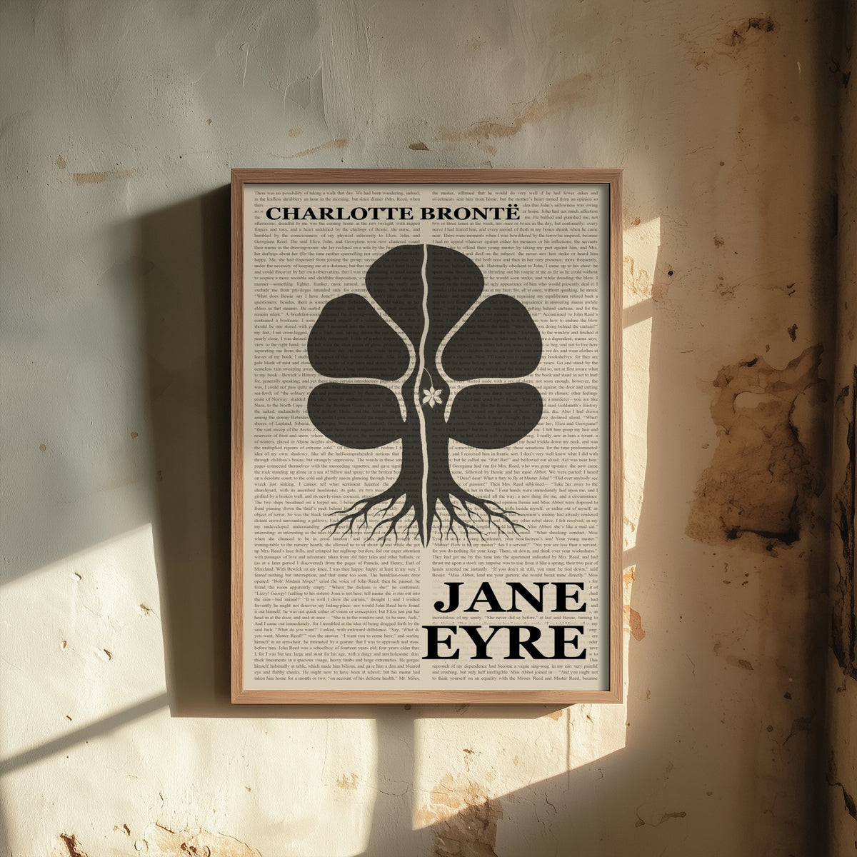 Jane Eyre by Charlotte Bronte Art Print - Novel Text Book Cover Poster - Split Chestnut Tree Illustration